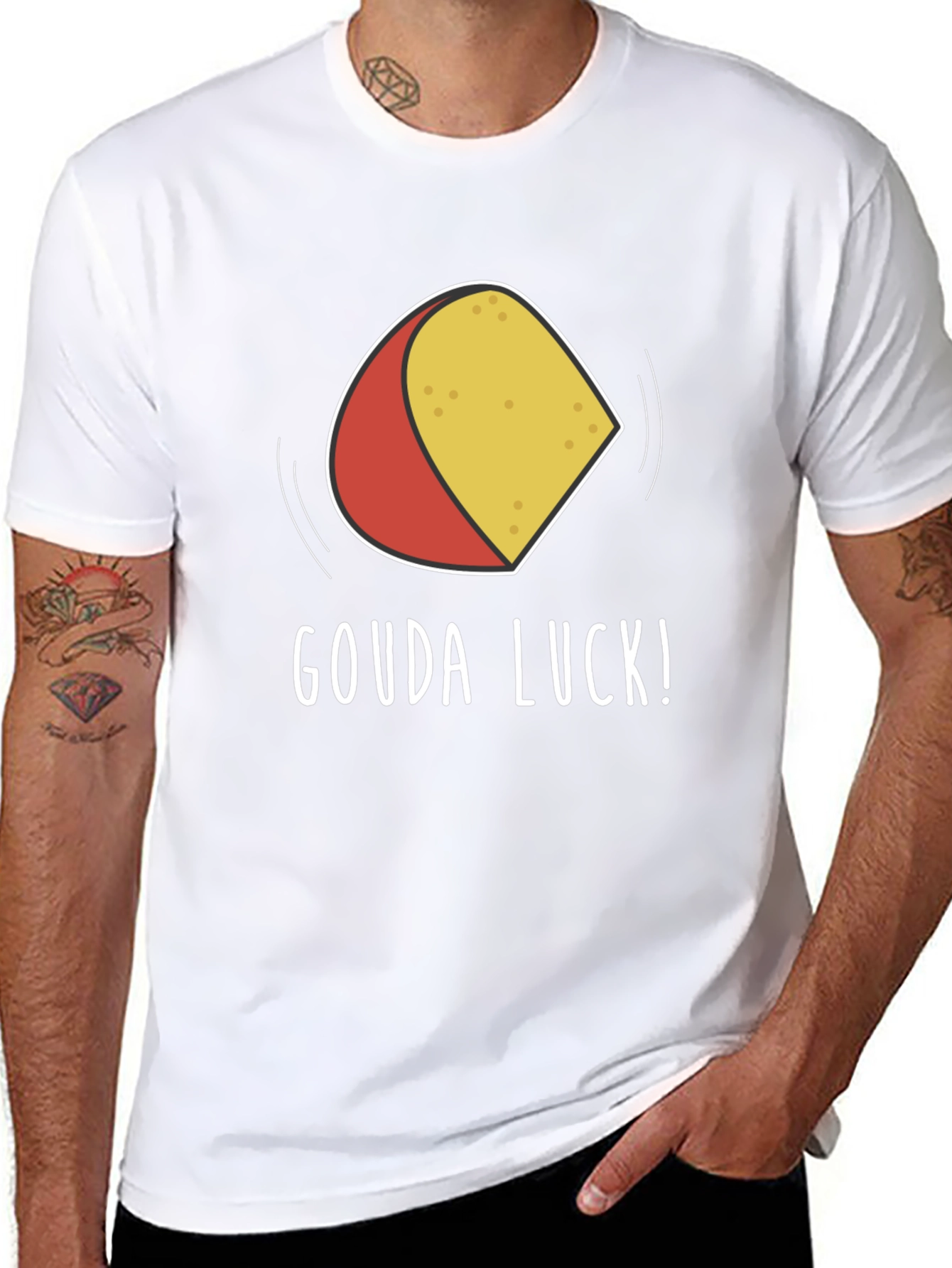 Black Gouda Luck Graphic T-Shirt - Funny Cheese Pun Tee view 8