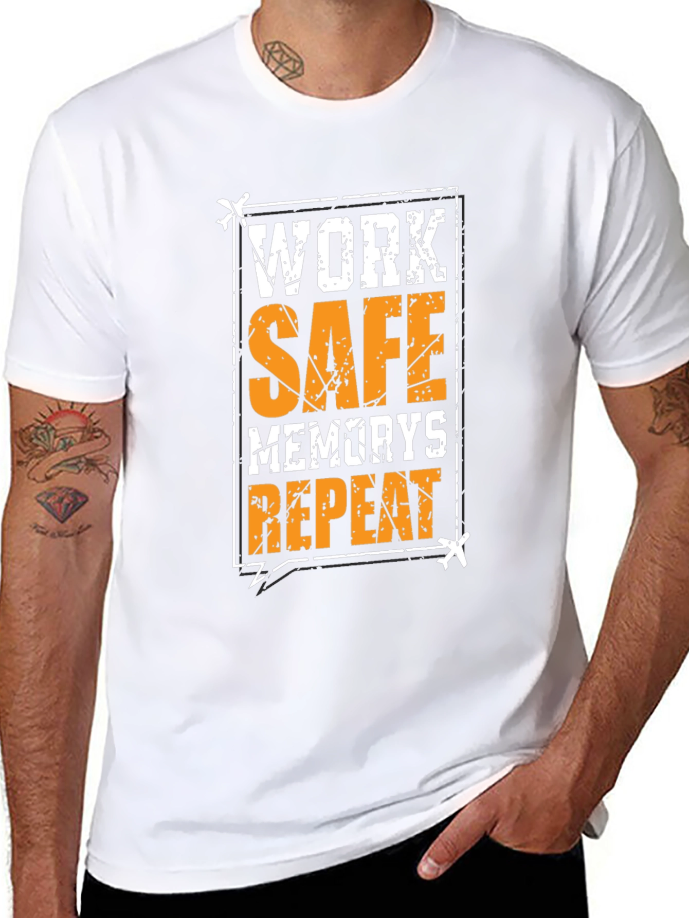 Black Work Safe Memories Repeat Black T-Shirt view 8