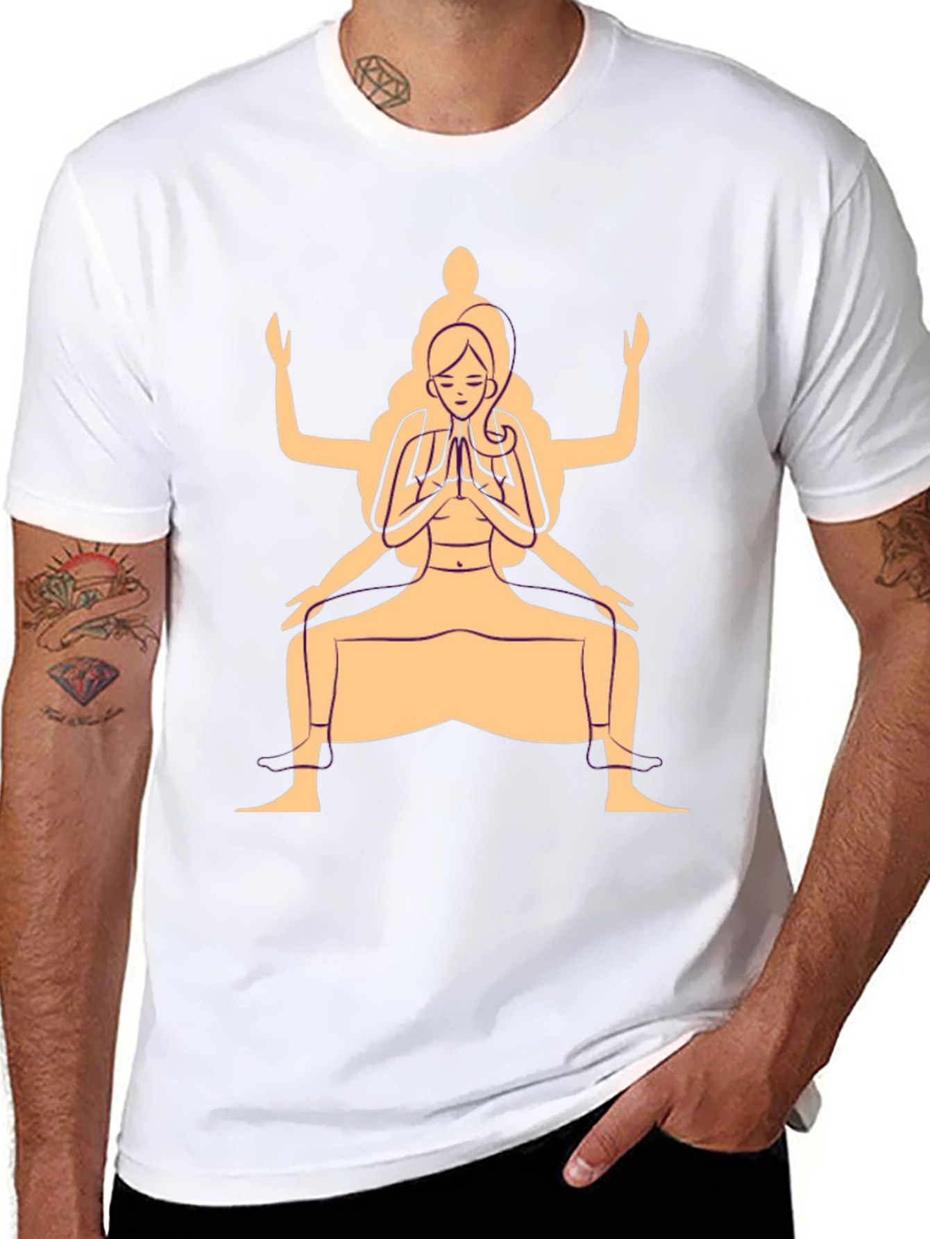 Black Yoga Pose Graphic T-Shirt - Black Cotton Blend view 8