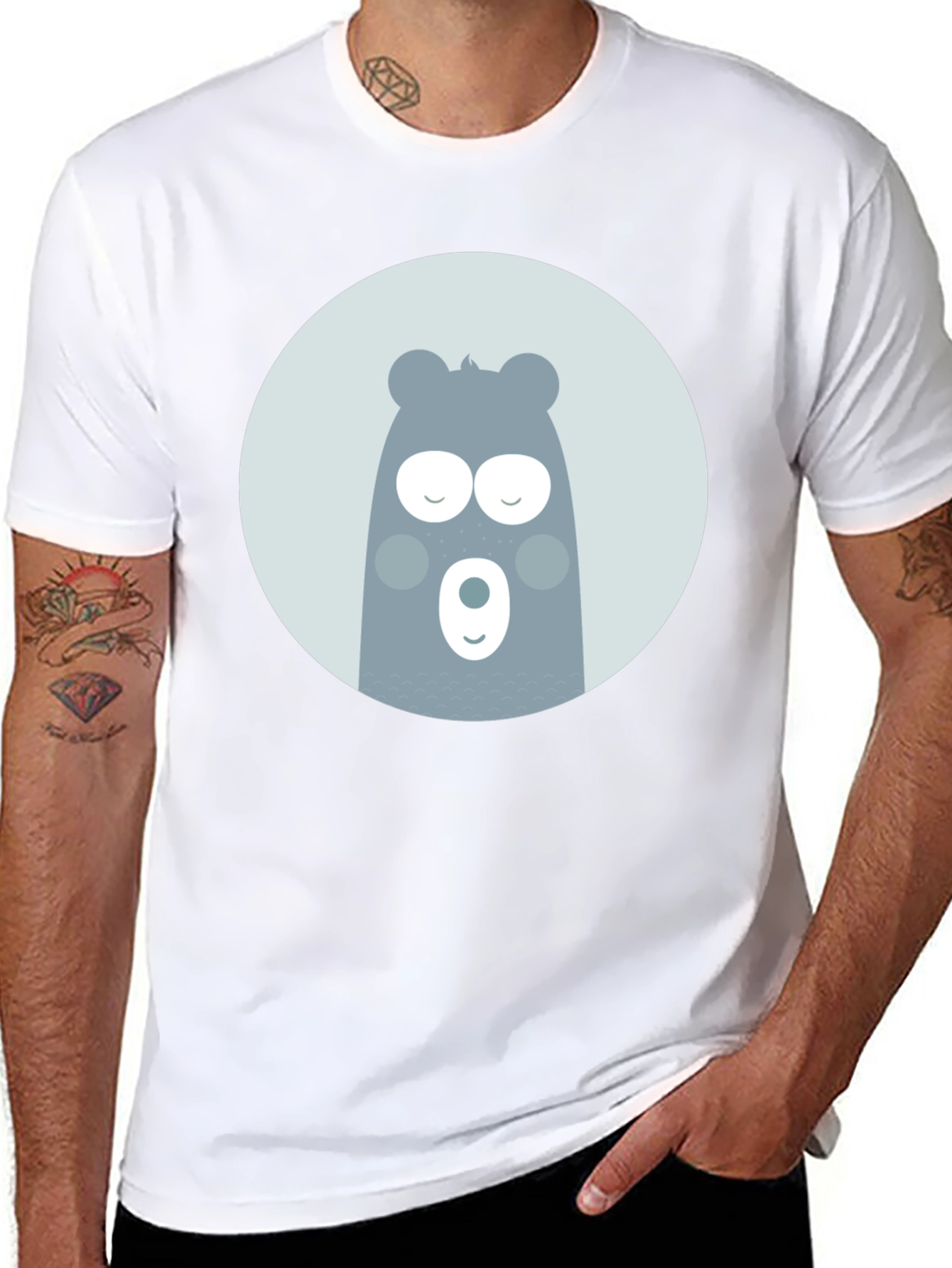 Black Cute Bear Graphic Black T-Shirt view 8