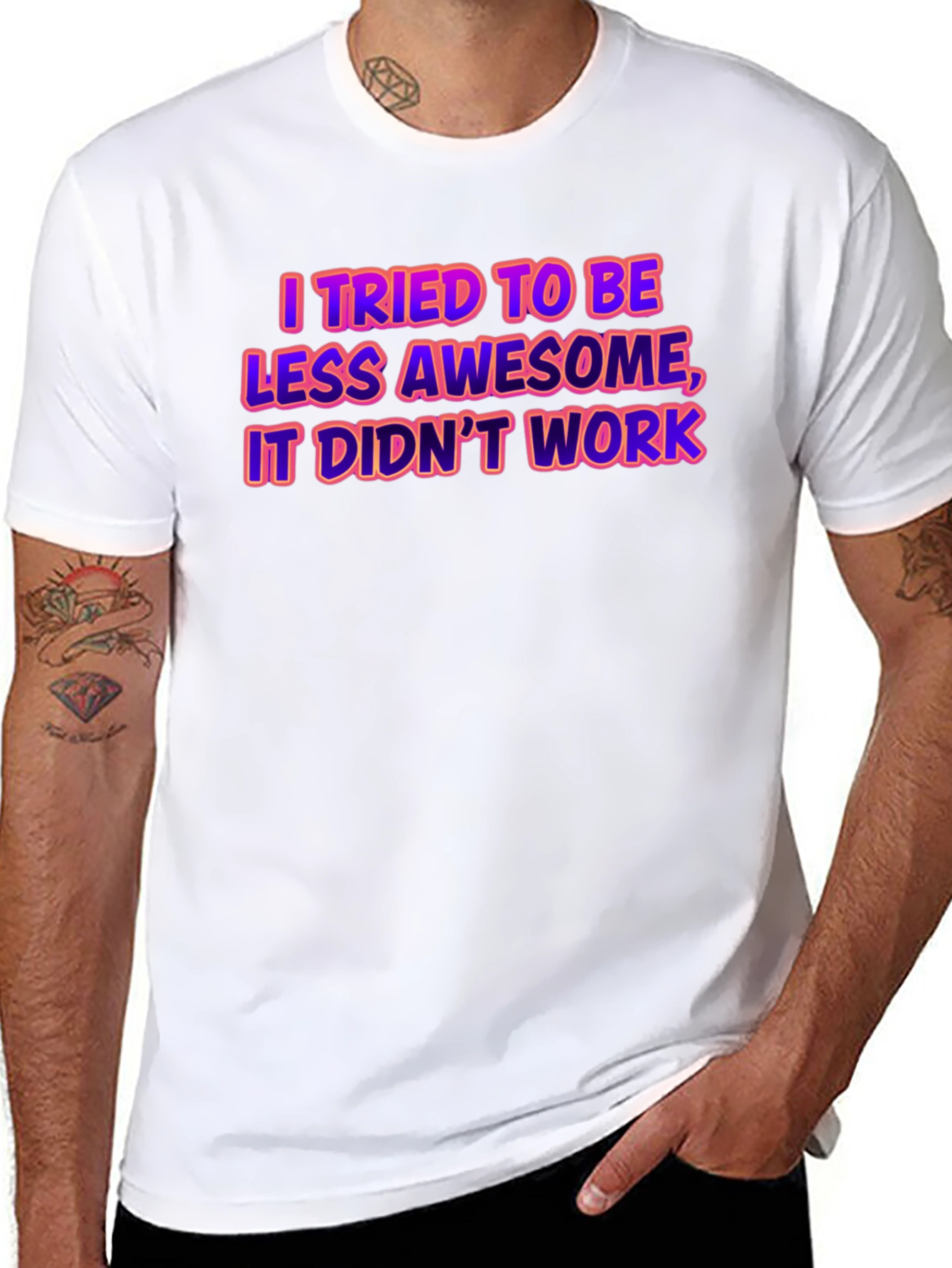Black Funny Graphic Tee - I Tried To Be Less Awesome T-Shirt view 8