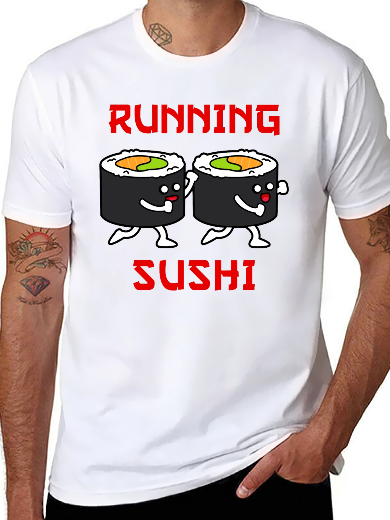 Black Running Sushi Graphic T-Shirt - Black view 8