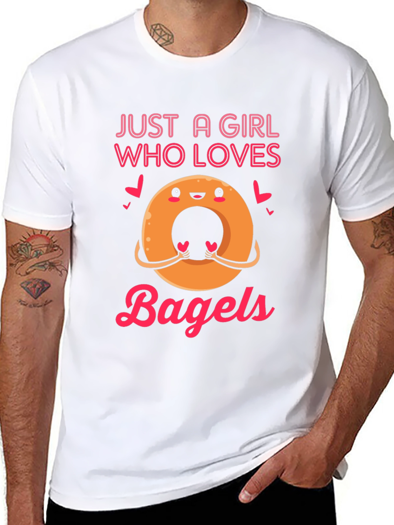 Black Just a Girl Who Loves Bagels T-Shirt Funny Cute Foodie Tee view 8