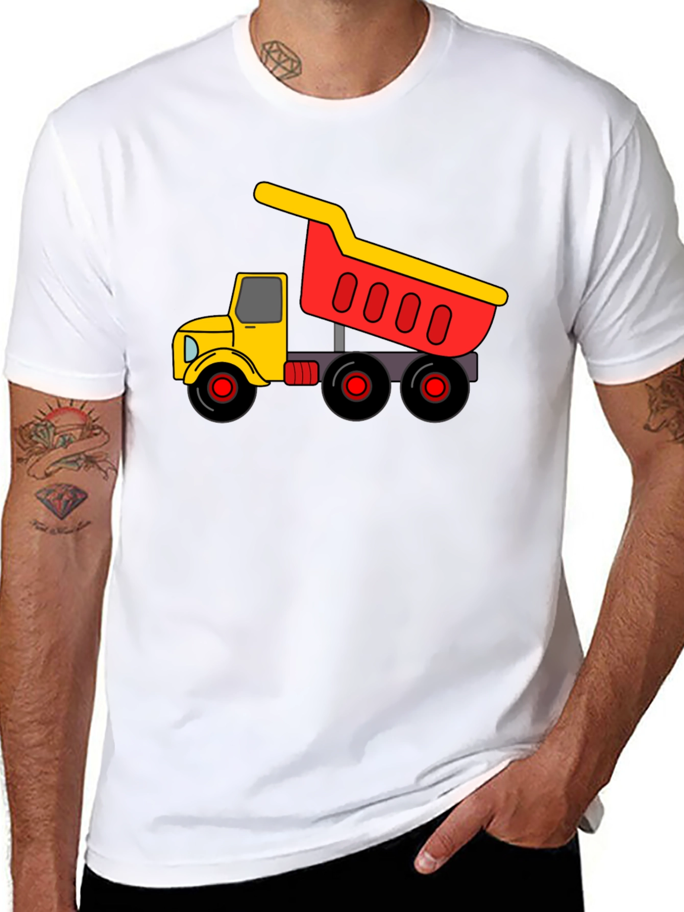 Black Dump Truck Graphic Tee - Black Cotton Blend view 8