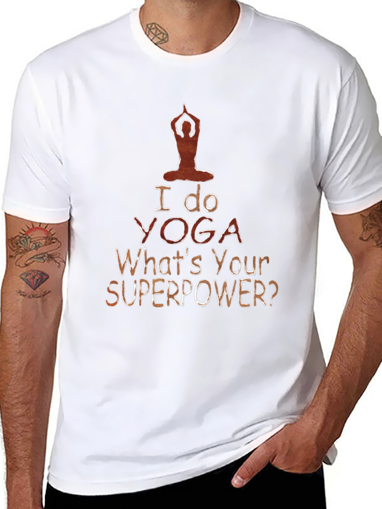 Black Yoga Superpower Tee - Mens Black T-Shirt view 8