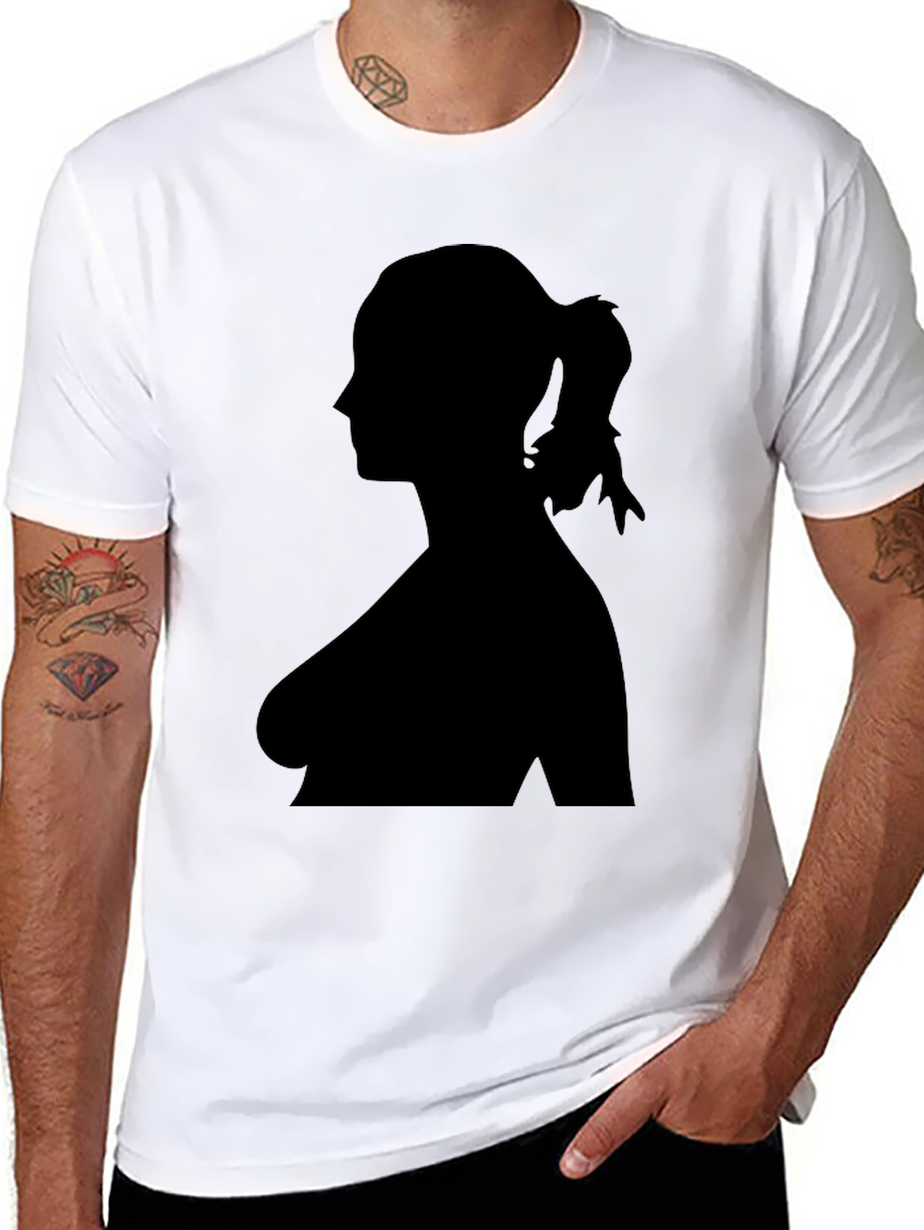 Black Silhouette Woman Black T-Shirt view 8