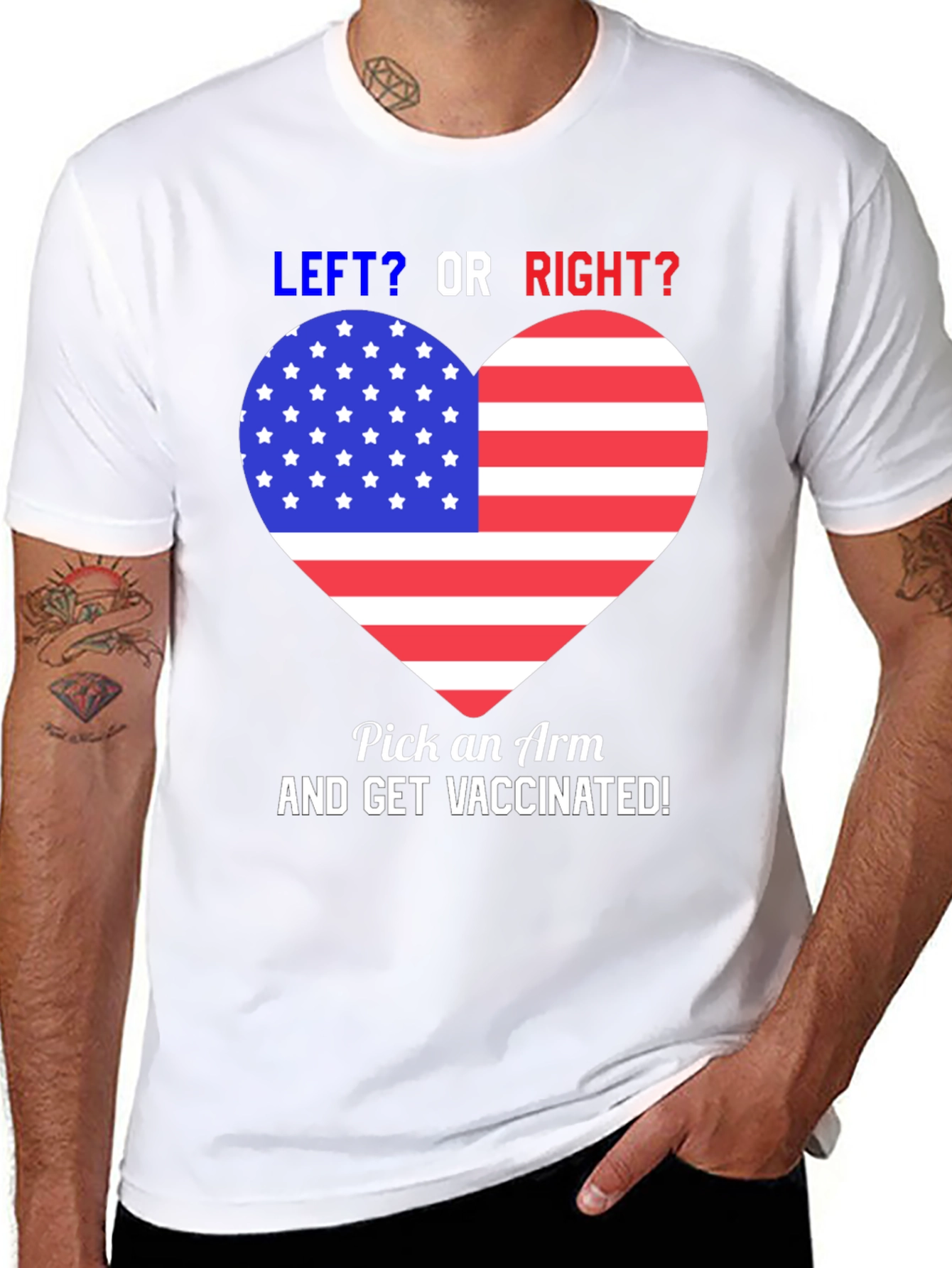 Black Patriotic Vaccination T-Shirt - Left or Right, Get Vaccinated! view 8