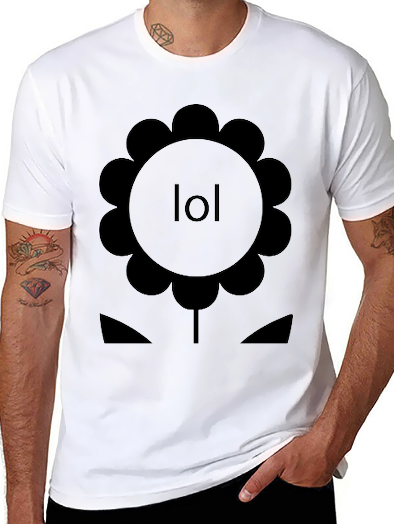 Black LOL Flower Graphic Tee - Black Cotton T-Shirt view 8