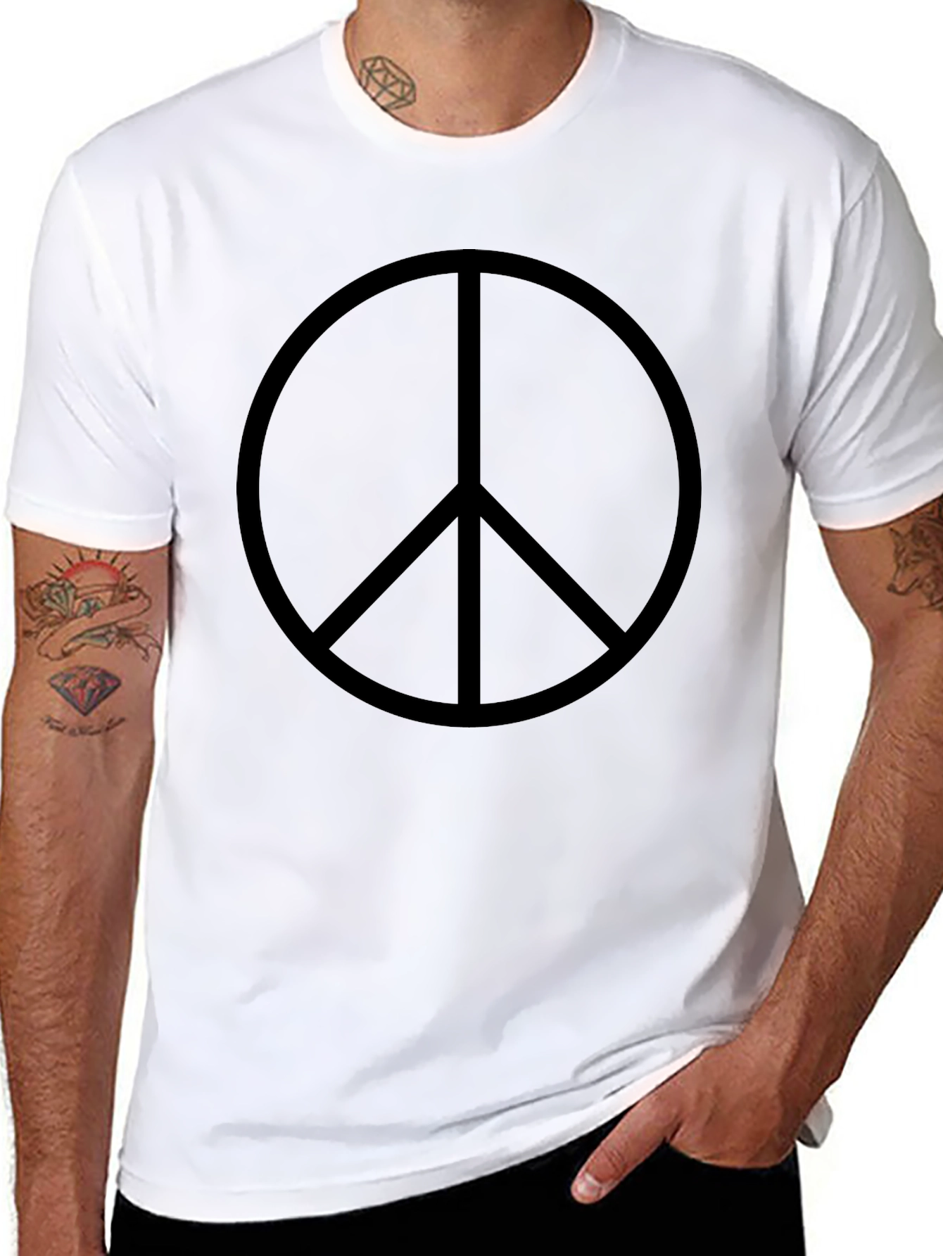 Black Peace Sign Black T-Shirt view 8