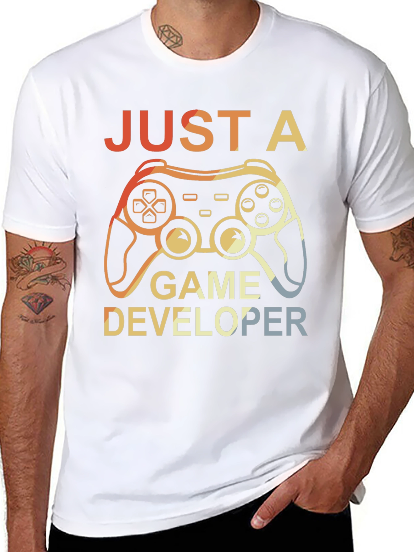Black Just a Game Developer T-Shirt - Gamer Gift view 8