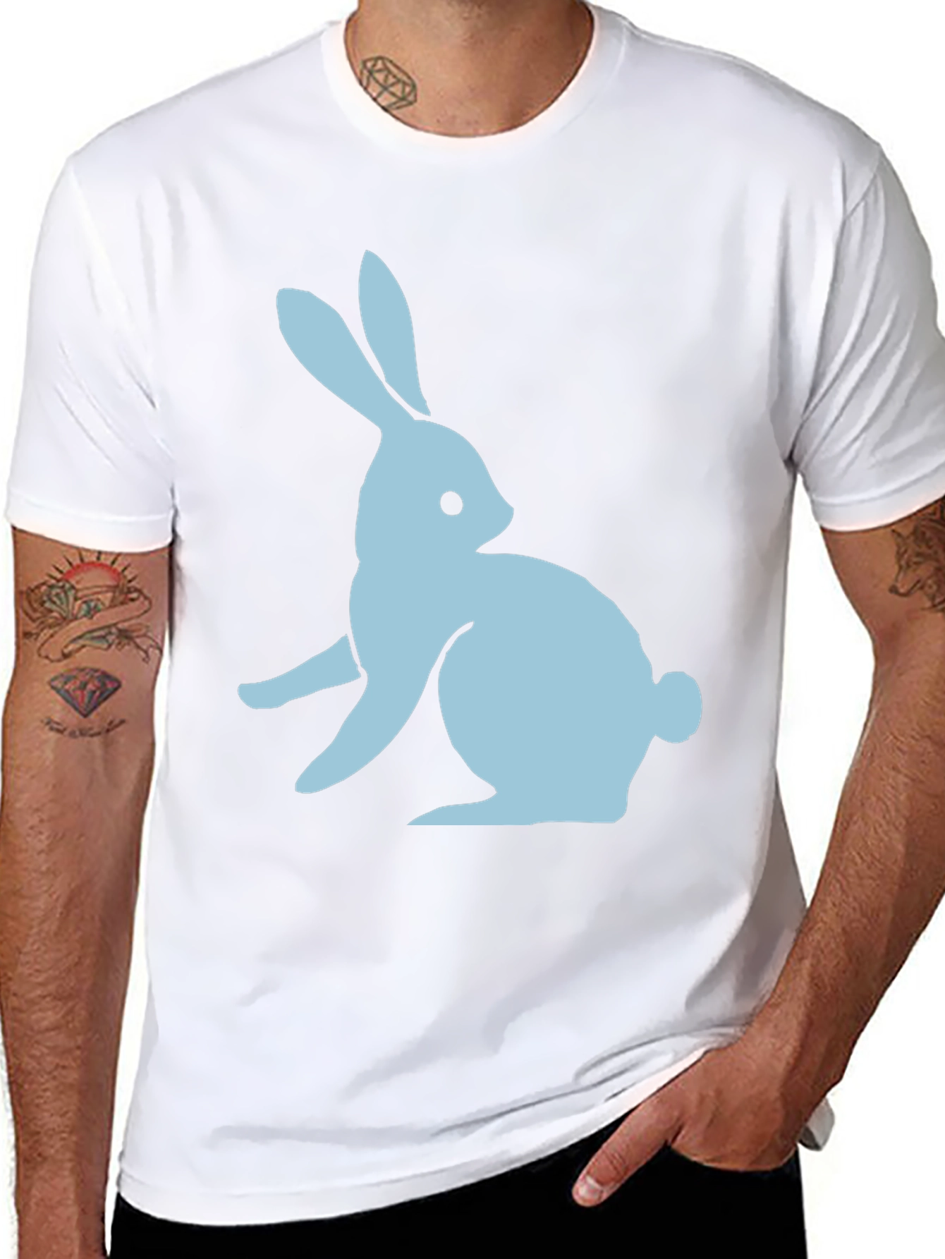 Black Bunny Graphic Tee - Soft Cotton Casual Wear view 8