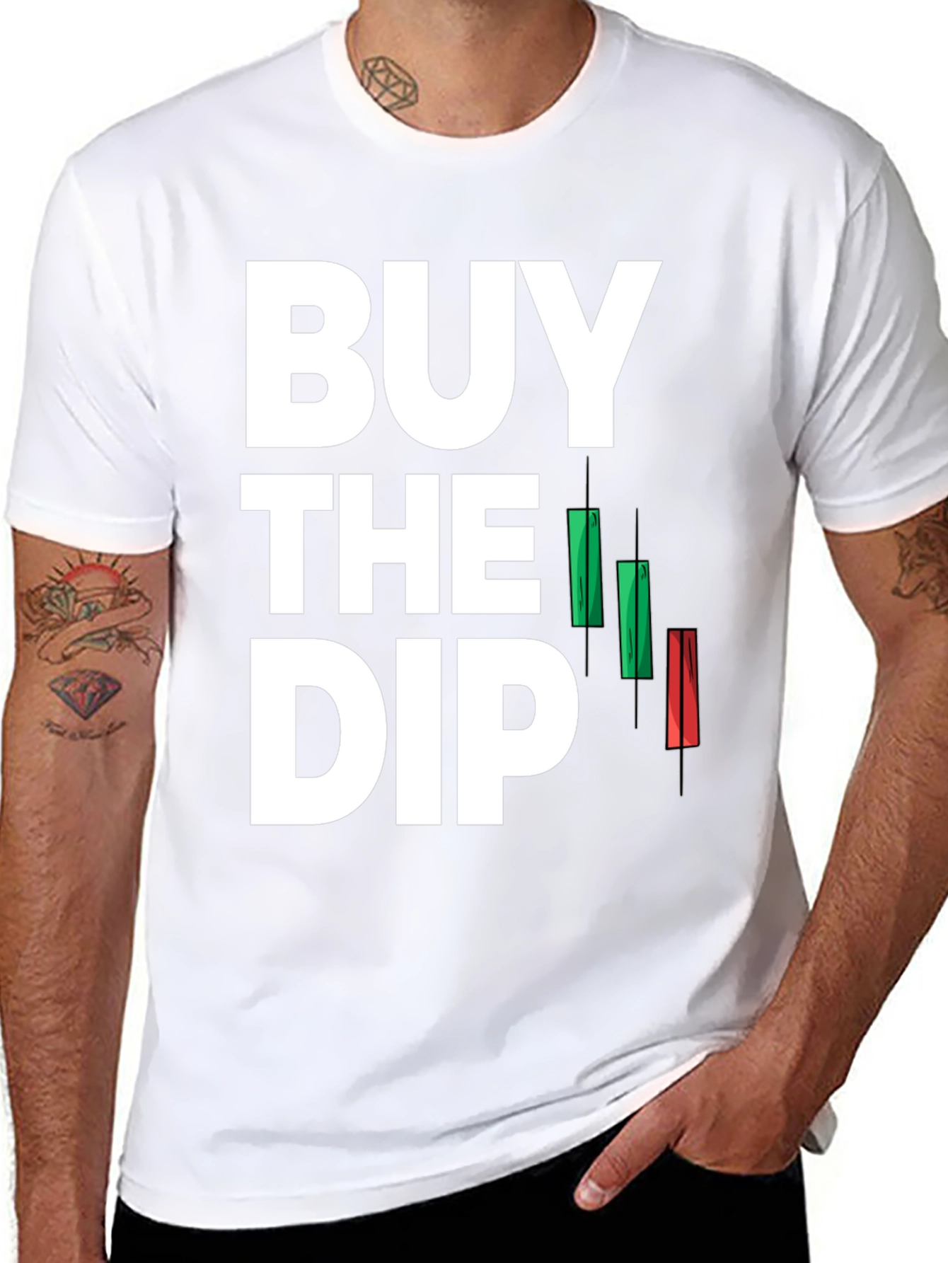 Black Buy the Dip T-Shirt - Stock Market Investor Tee view 8