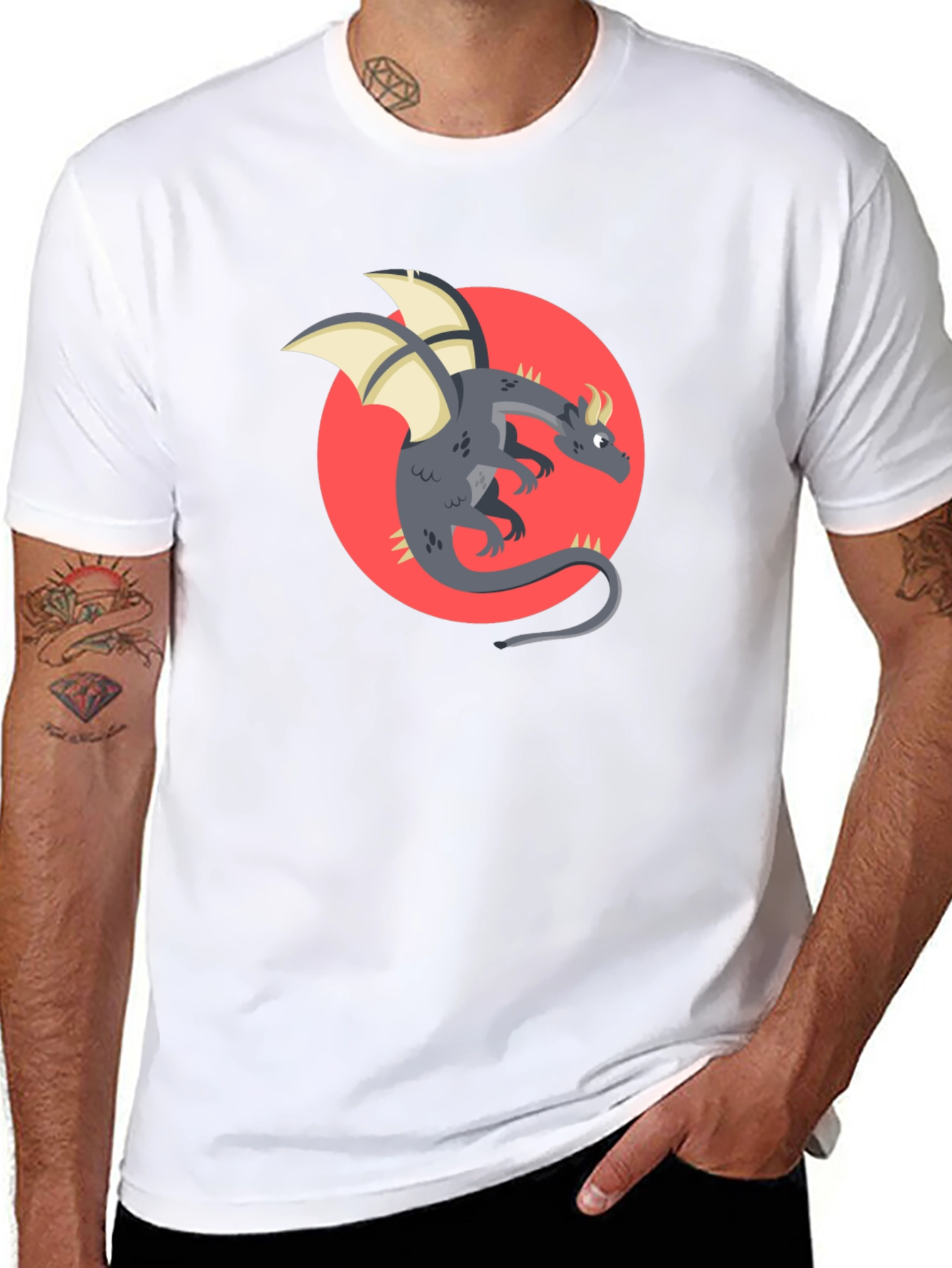 Black Dragon Graphic Black T-Shirt - Fantasy Style view 8