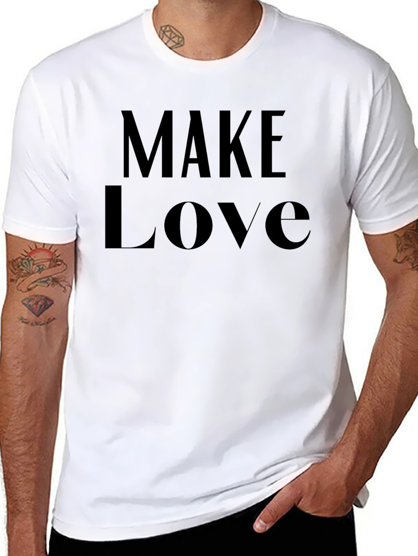 Black Make Love Graphic Tee - Soft Cotton Crew Neck view 8