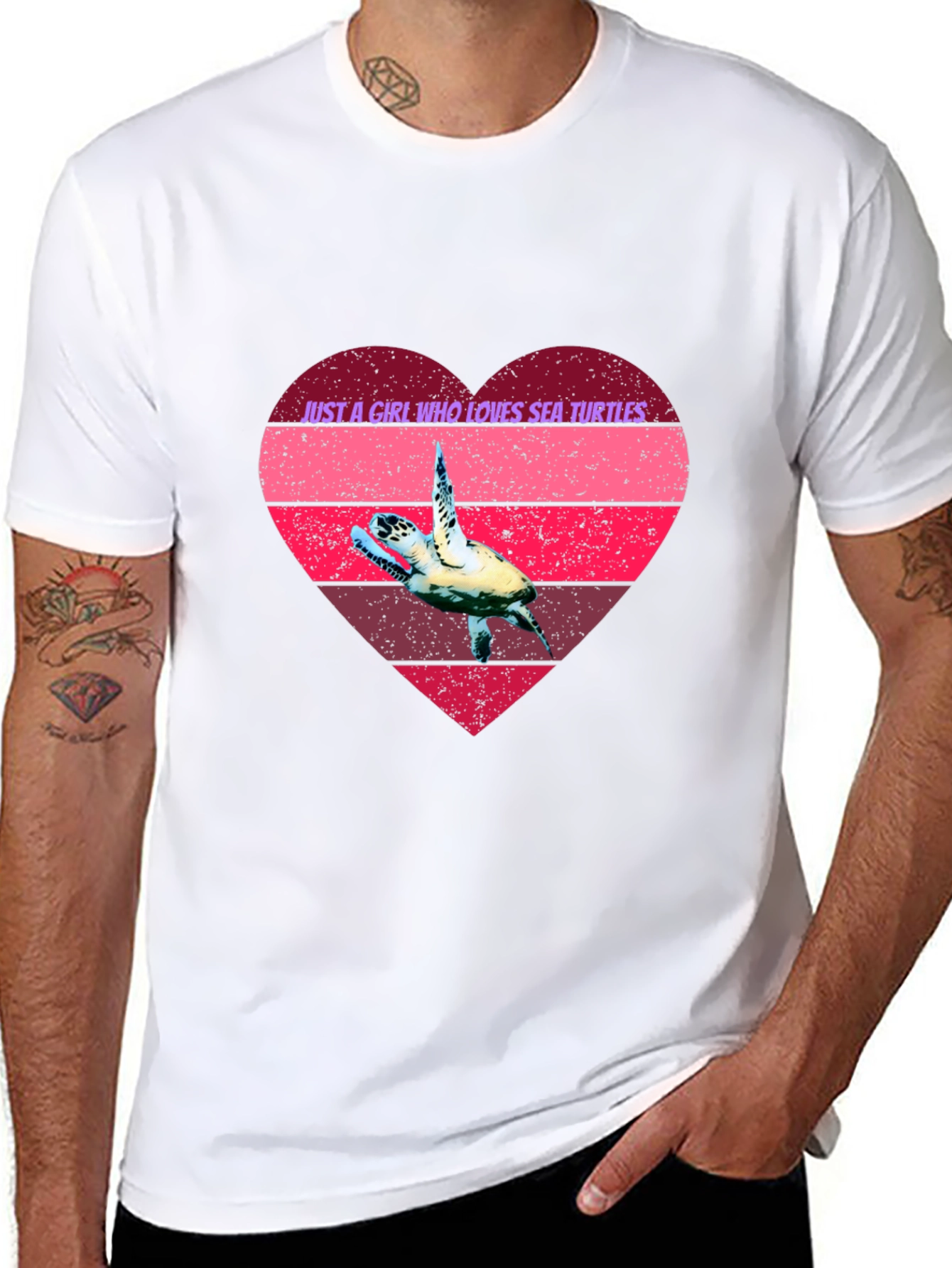 Black Sea Turtle Lover Heart Graphic Tee view 8