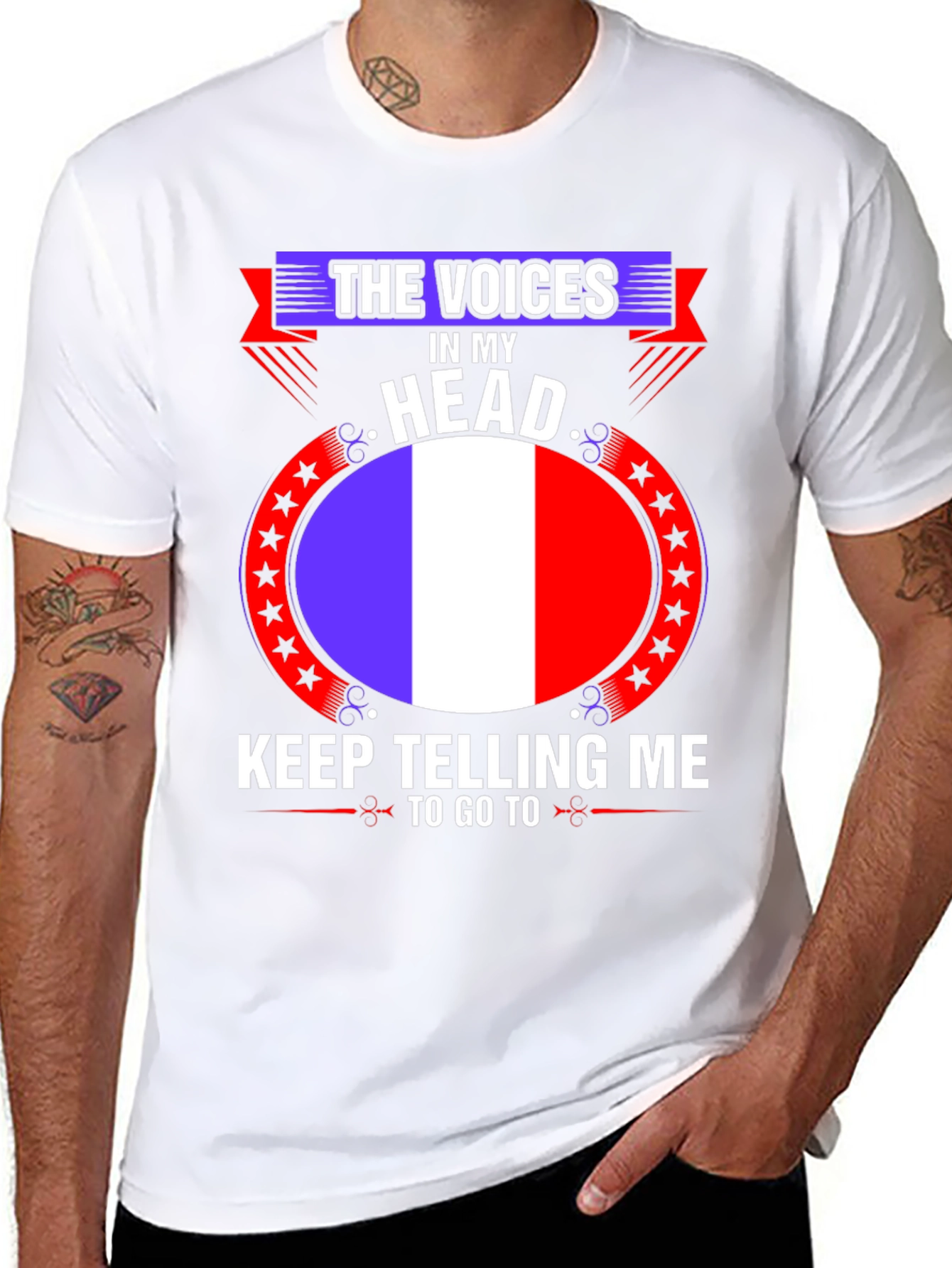 Black France Flag Voices in My Head T-Shirt view 8