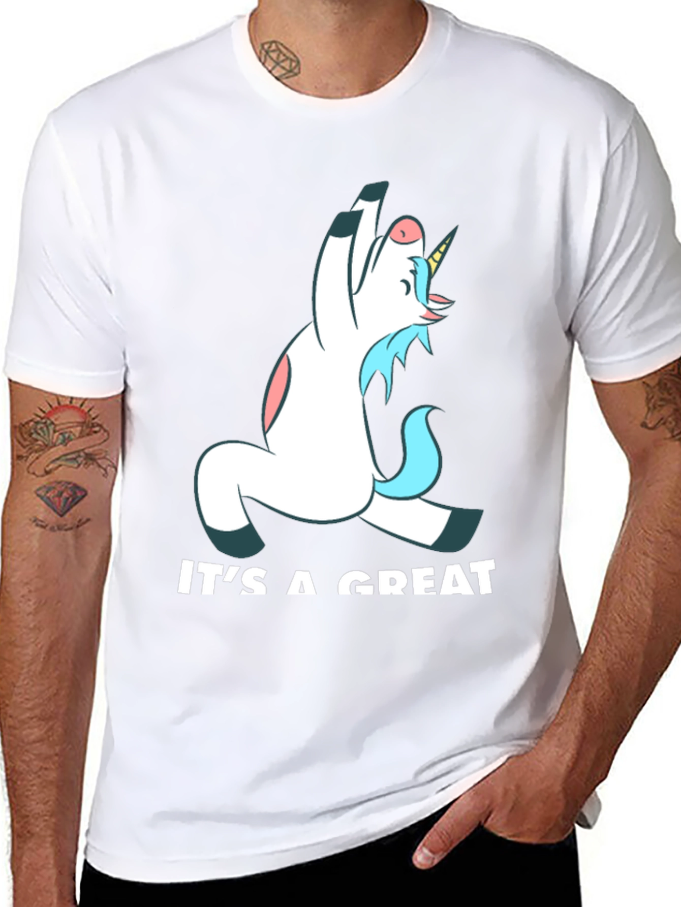 Black Funny Unicorn Yoga Black T-Shirt view 8