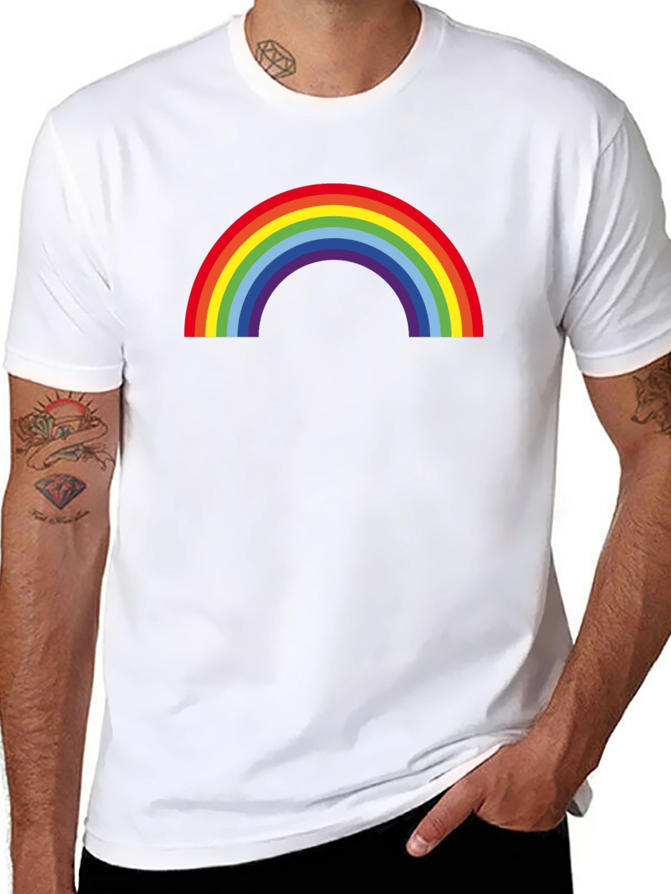 Black Rainbow Pride T-Shirt - Black Crew Neck Tee view 8