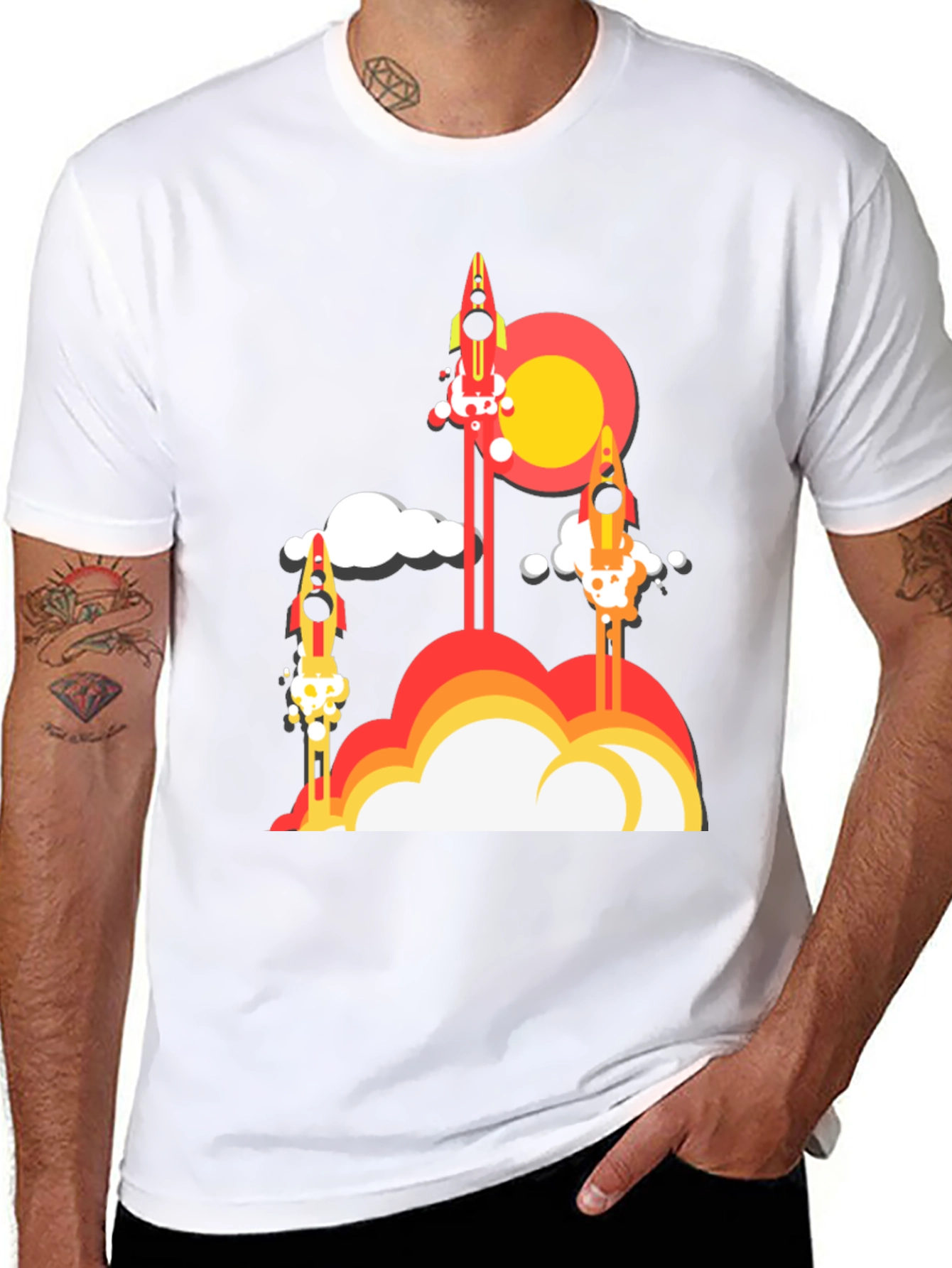 Black Rocket Launch Graphic Tee - Retro Style view 8