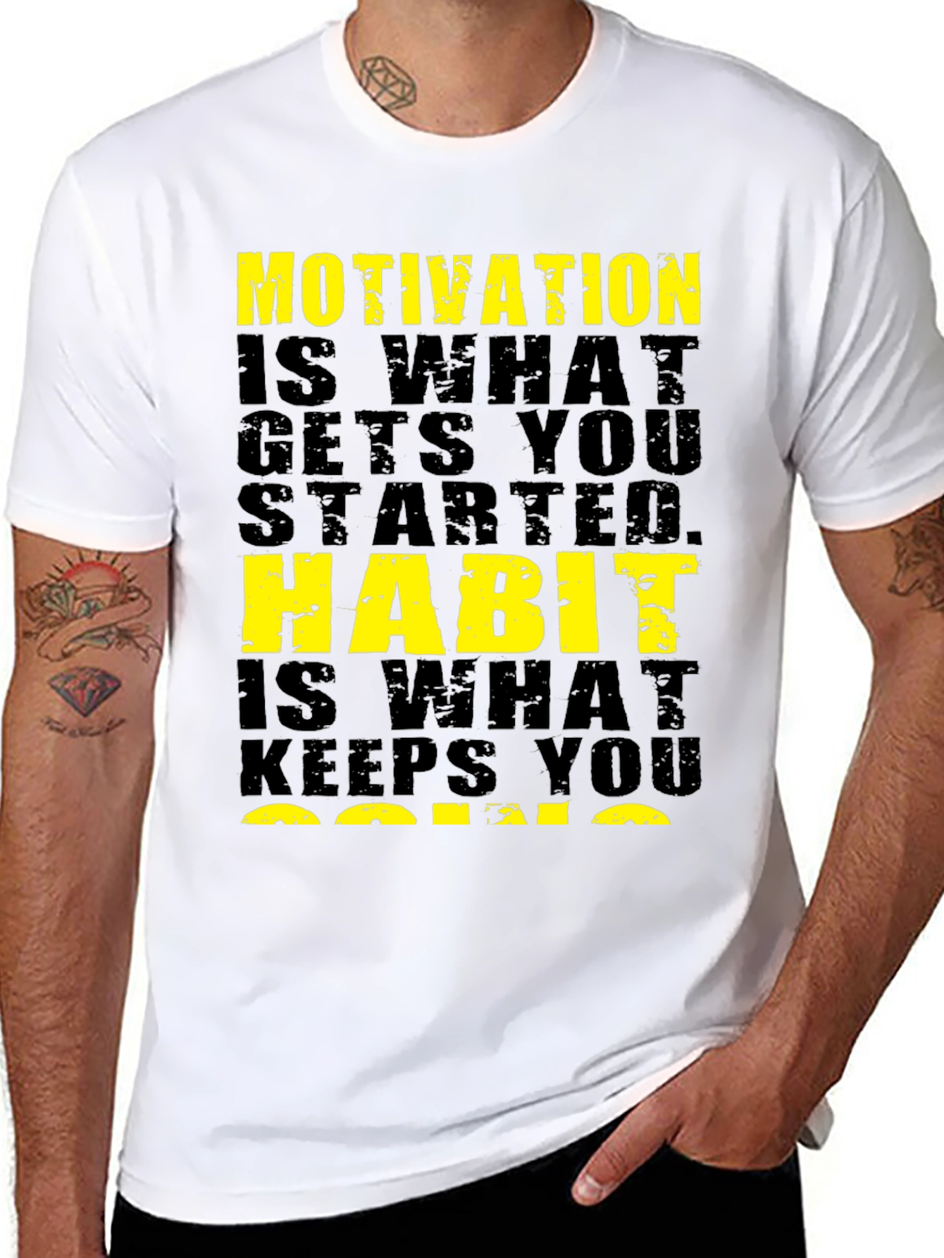 Black Motivational Quote Black T-Shirt view 8