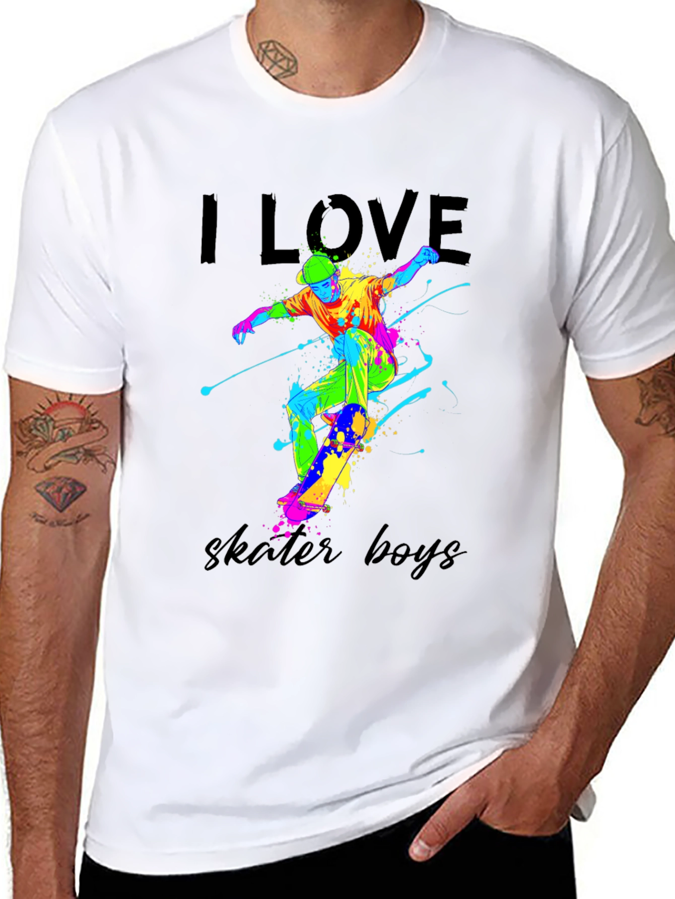 Black I Love Skater Boys Graphic Tee view 8