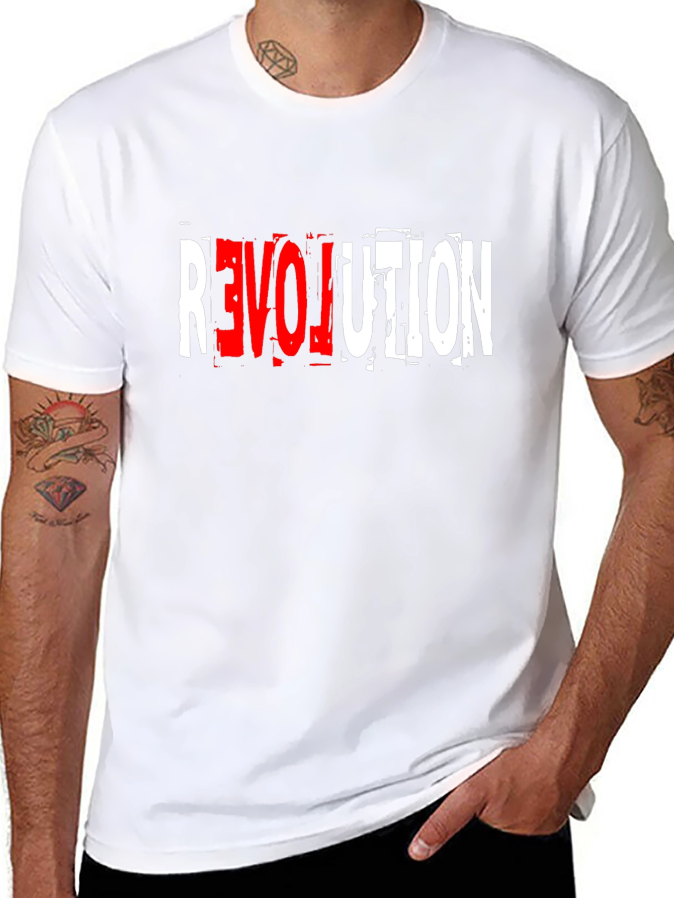 Black Revolution Graphic Tee - Bold Black Cotton T-Shirt view 8