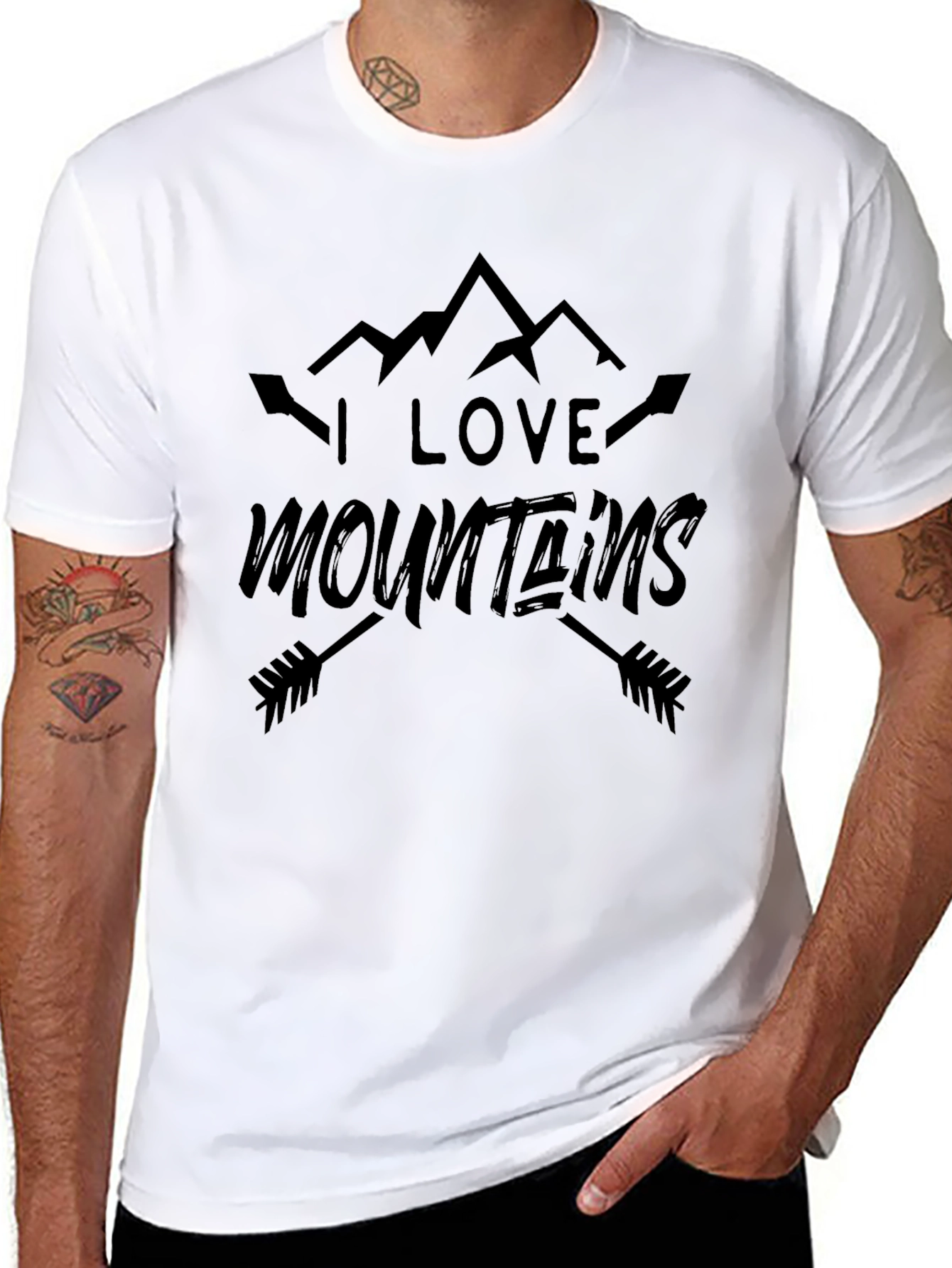 Black I Love Mountains Black Graphic T-Shirt view 8