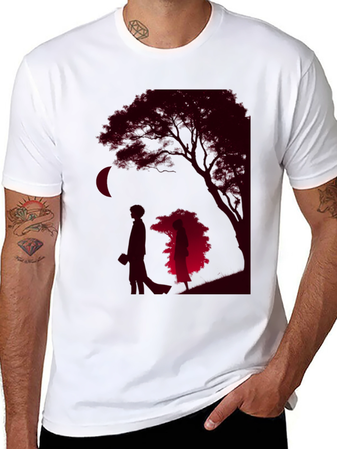 Black Romantic Silhouette Graphic Tee view 8