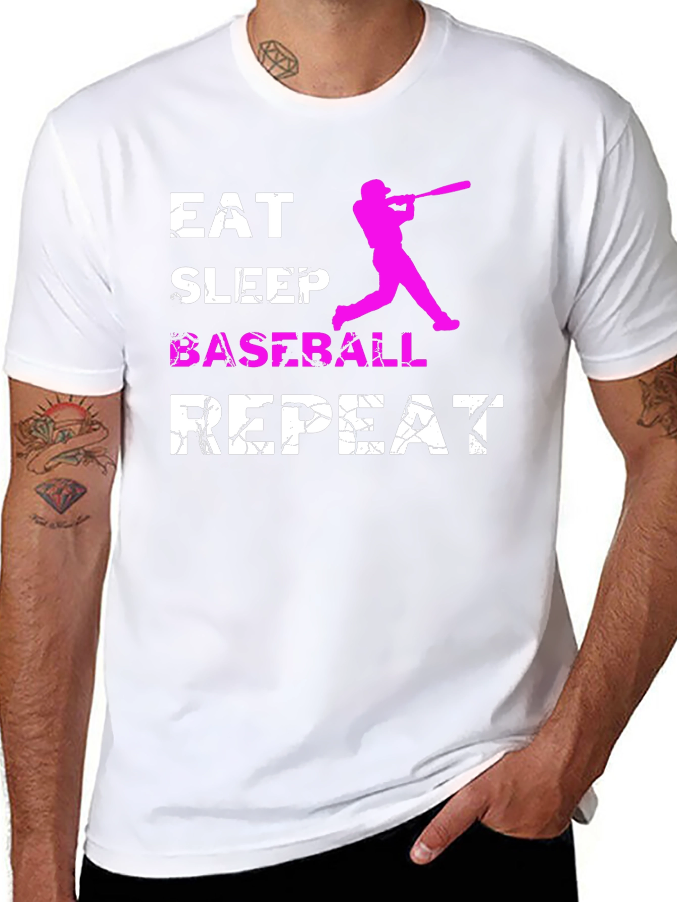 Black Eat Sleep Baseball Repeat Graphic Tee view 8