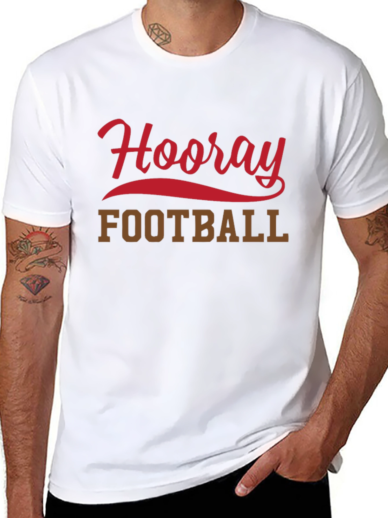 Black Hooray Football T-Shirt, Black Short Sleeve Tee view 8