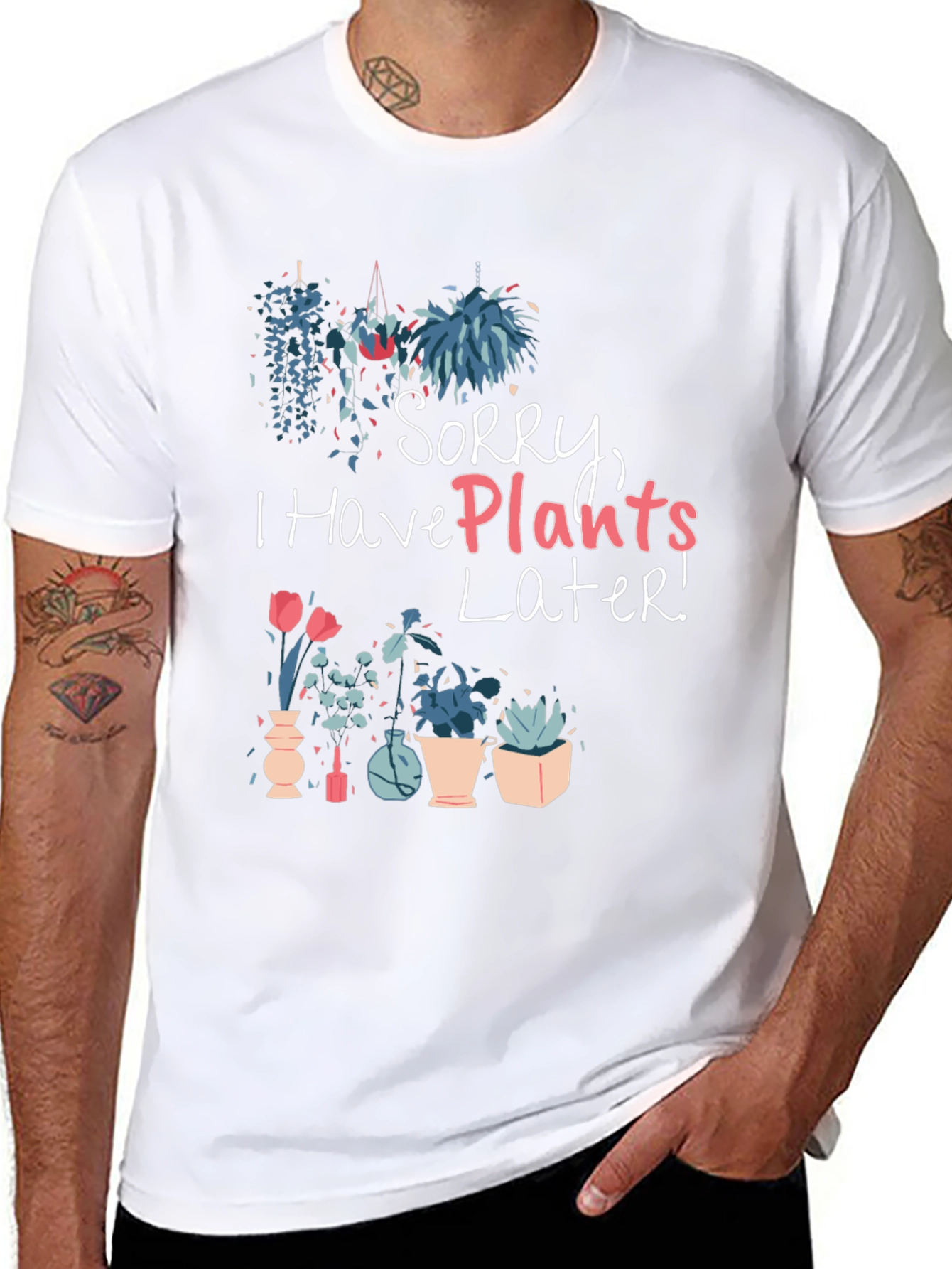 Black Plant Lover Graphic Tee - Sorry I Have Plants Later view 8