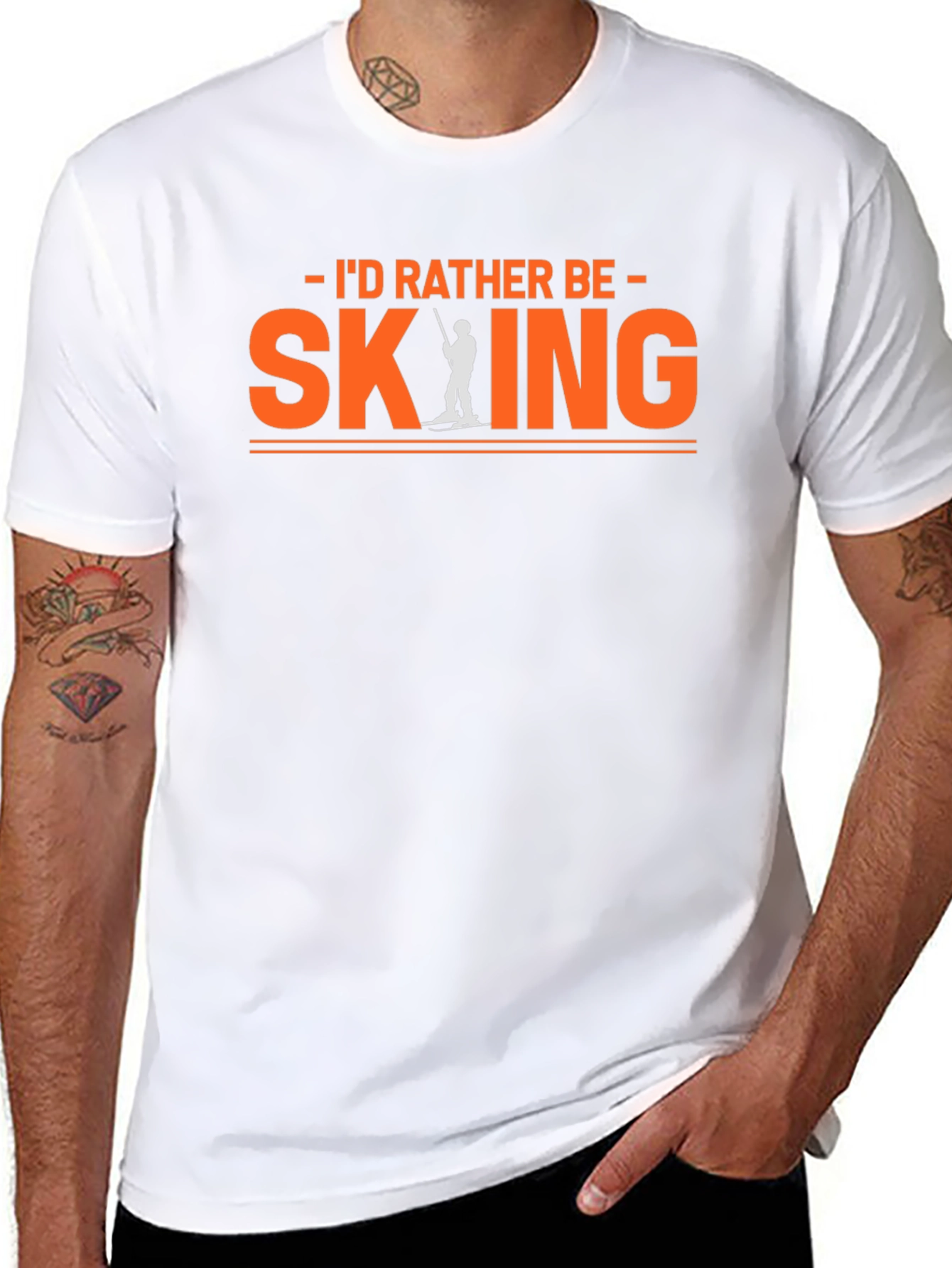 Black I'd Rather Be Skiing T-Shirt view 8