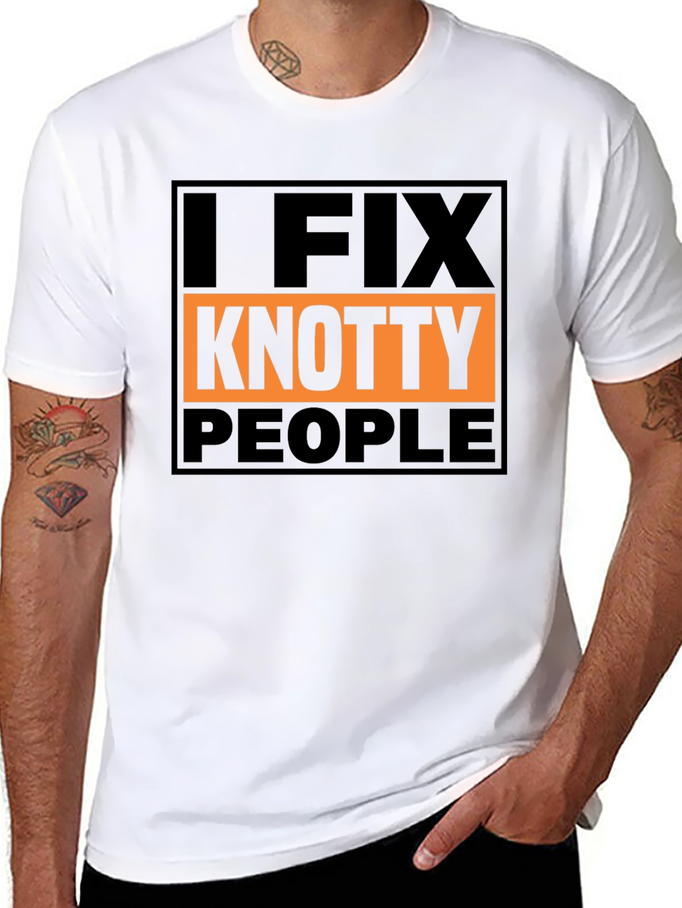 Black I Fix Knotty People Graphic Tee - Funny Humor T-Shirt view 8