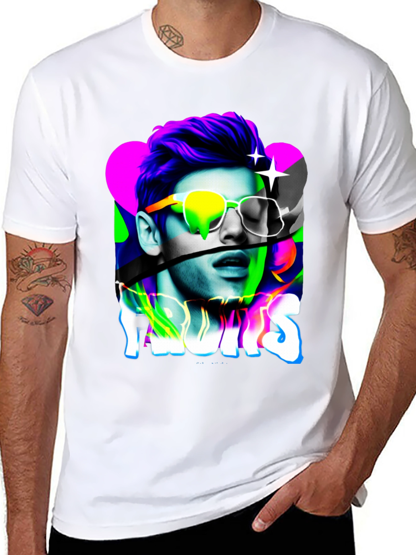 Black Vaporwave "Fruits" Graphic Print T-Shirt view 8