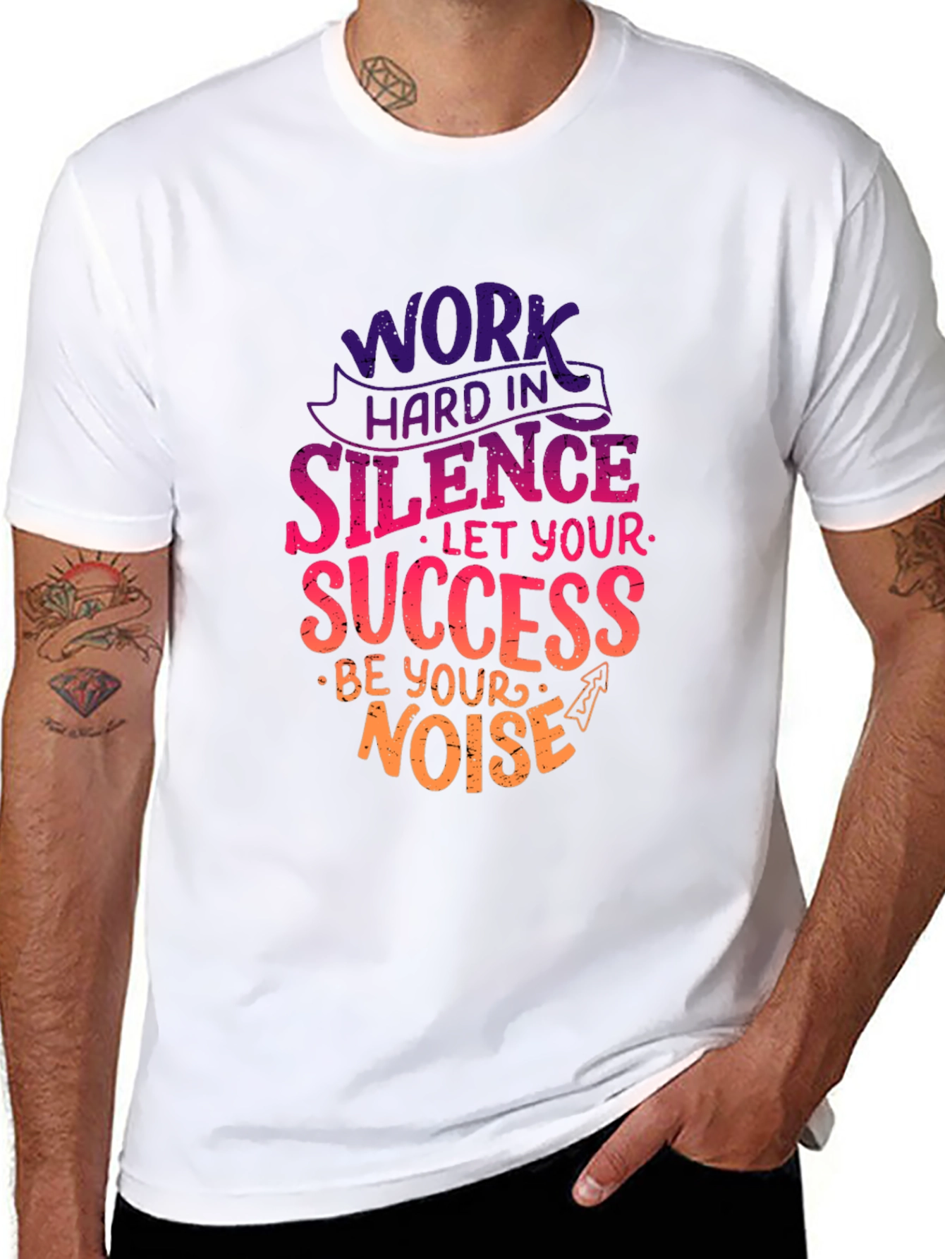 Black Work Hard in Silence T-Shirt Motivational Quote Tee view 8