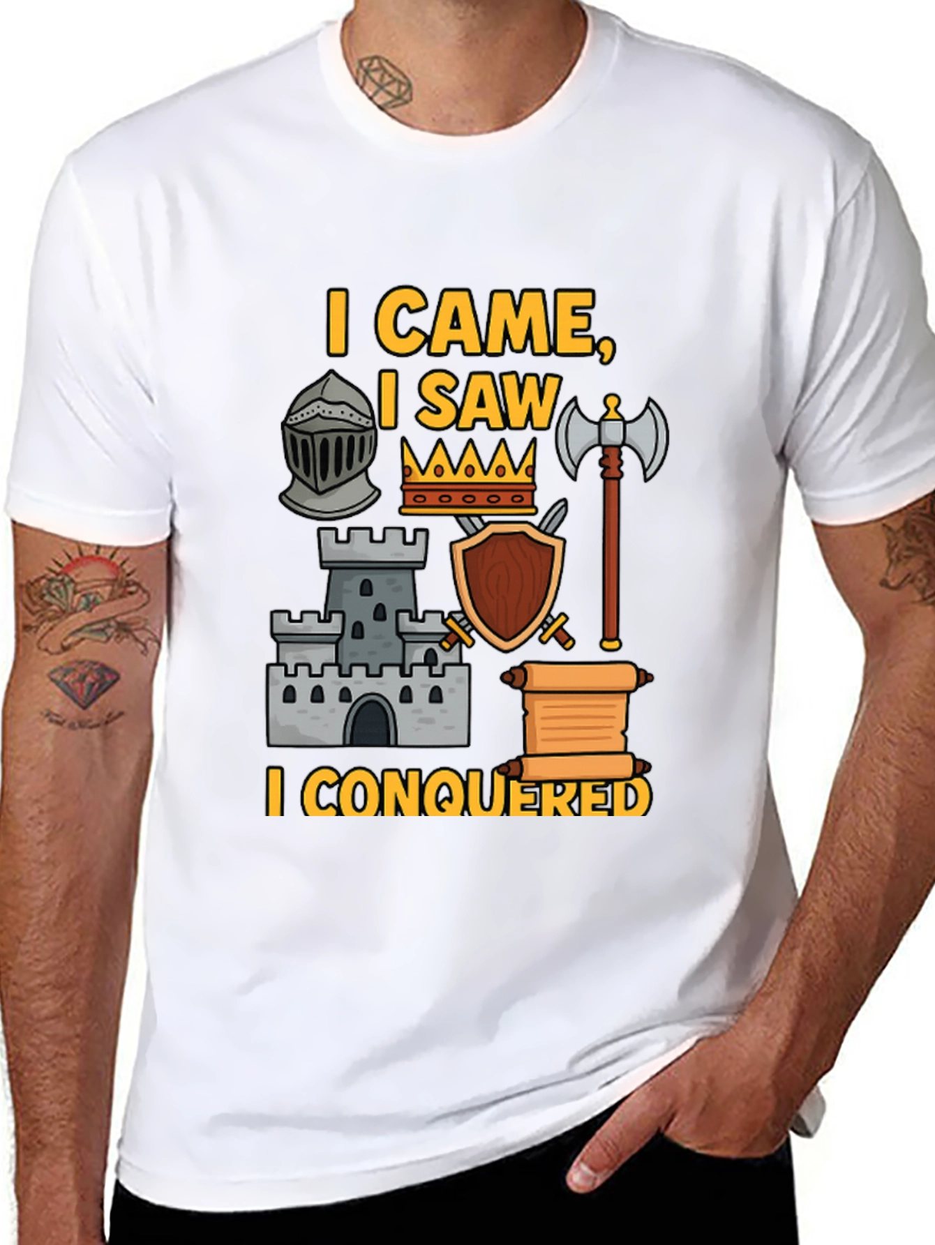 Black I Came, I Saw, I Conquered Graphic T-Shirt view 8
