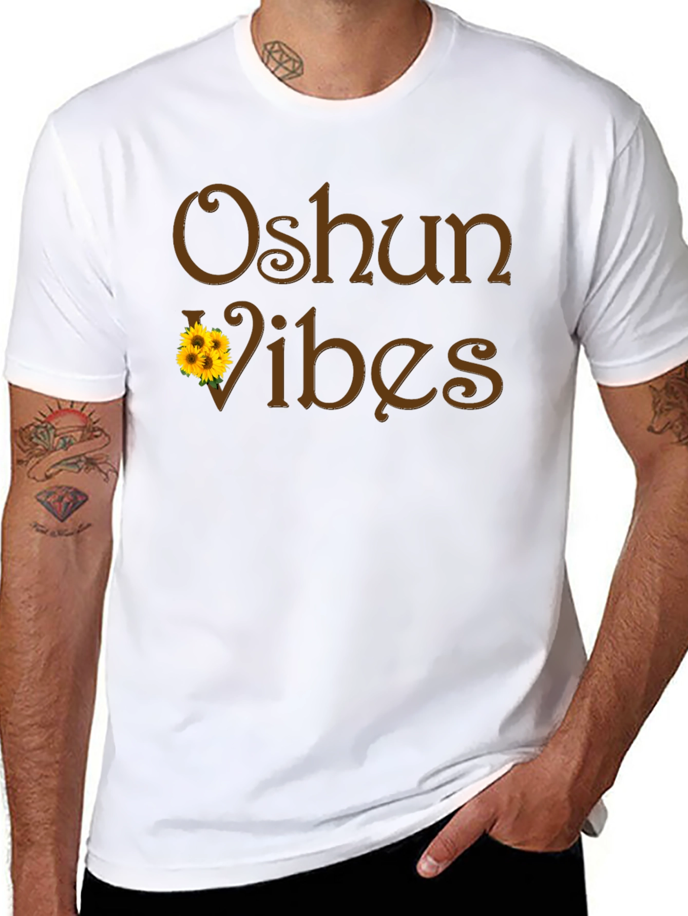 Black Oshun Vibes Black Graphic T-Shirt view 8