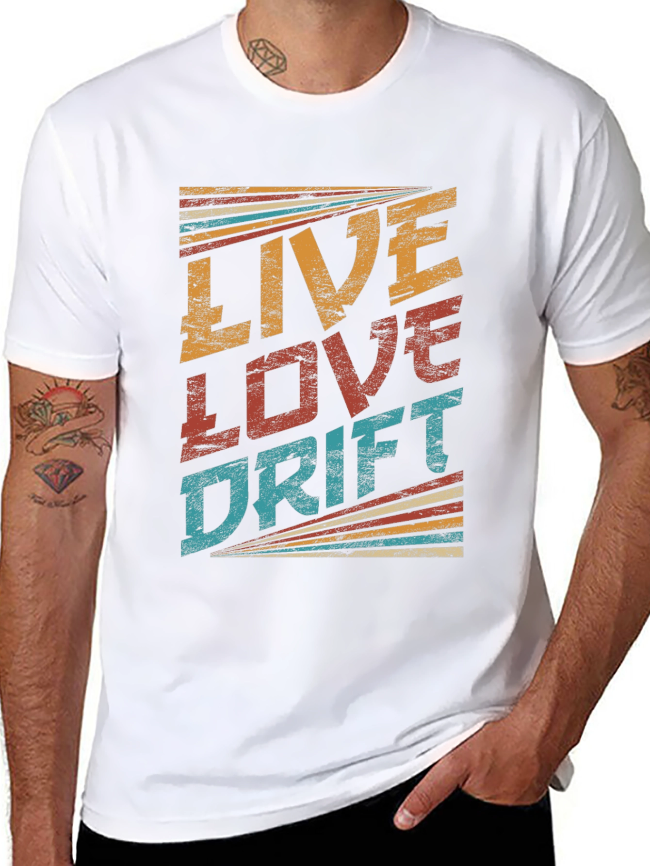 Black Live Love Drift Retro T-Shirt view 8