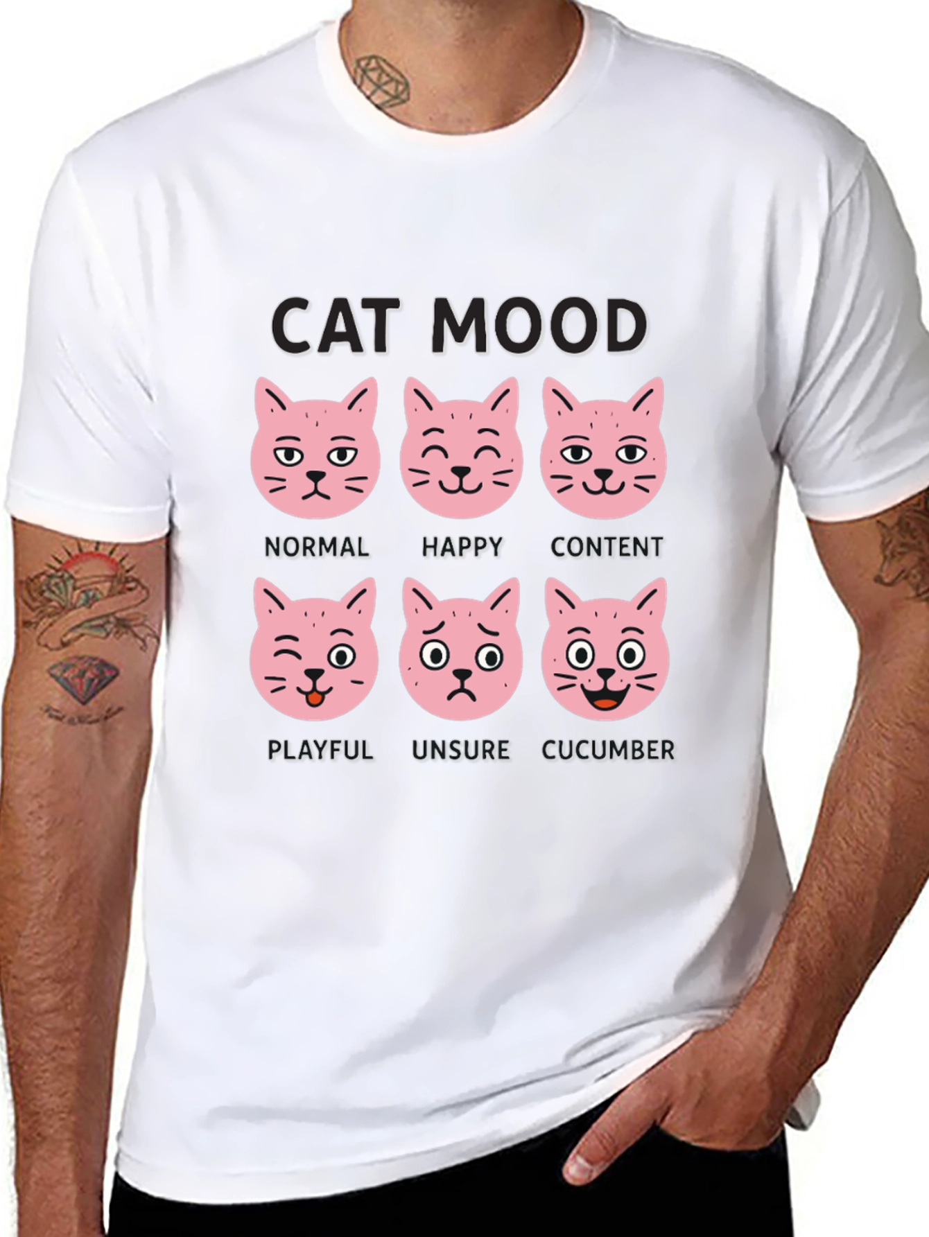 Black Cat Mood T-Shirt - Funny Cat Expression Tee view 8