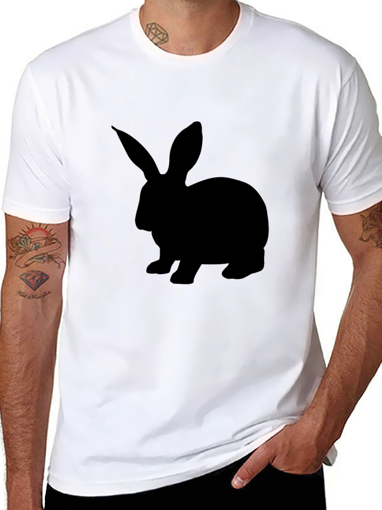 Black Rabbit Graphic Tee - Men's Casual Short Sleeve T-Shirt - 8