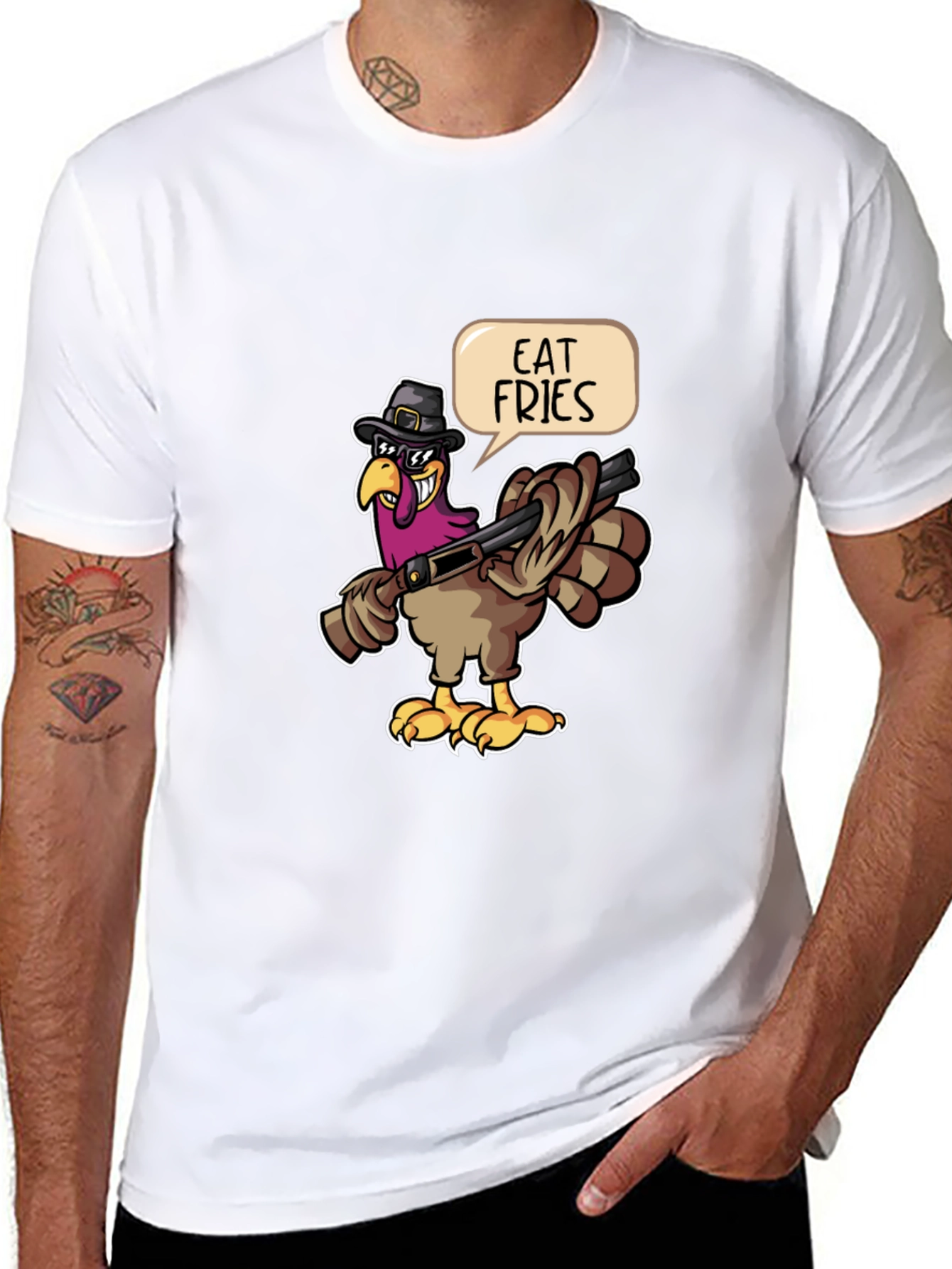 Black Eat Fries Turkey Graphic Tee view 8