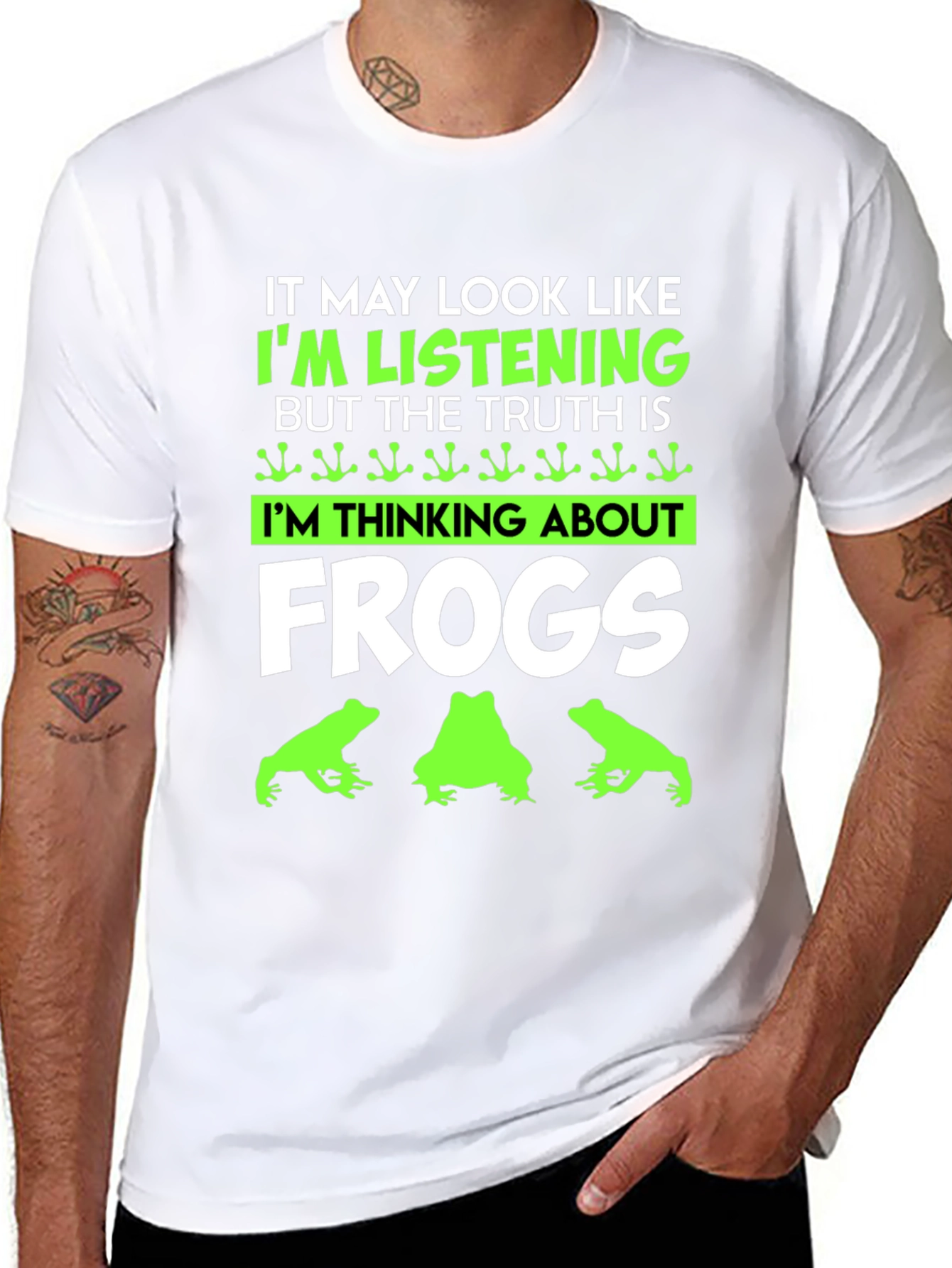 Black Frog Lover T-Shirt - Funny I'm Thinking About Frogs Tee view 8