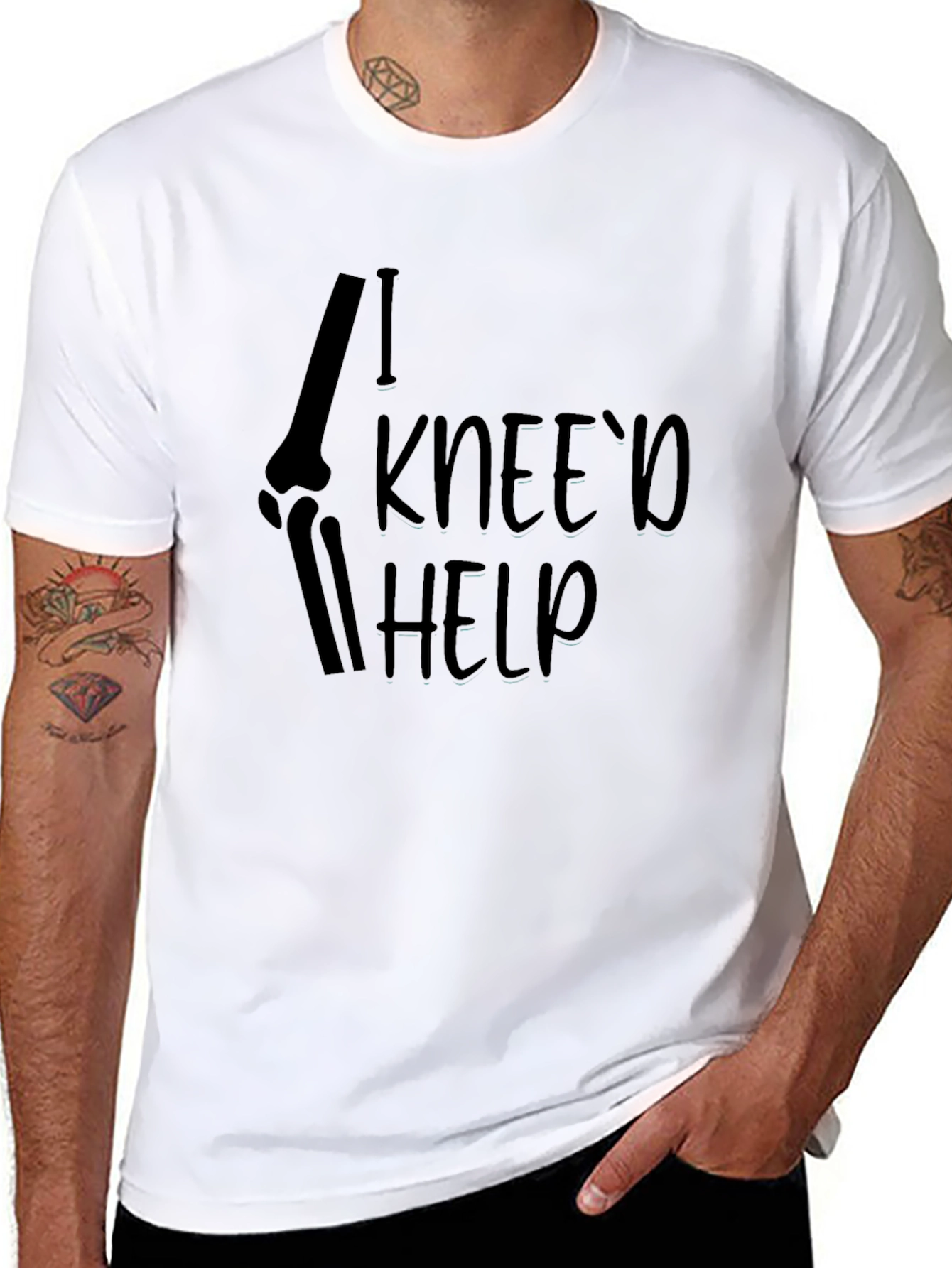 Black I Knee'd Help Black Graphic Tee view 8