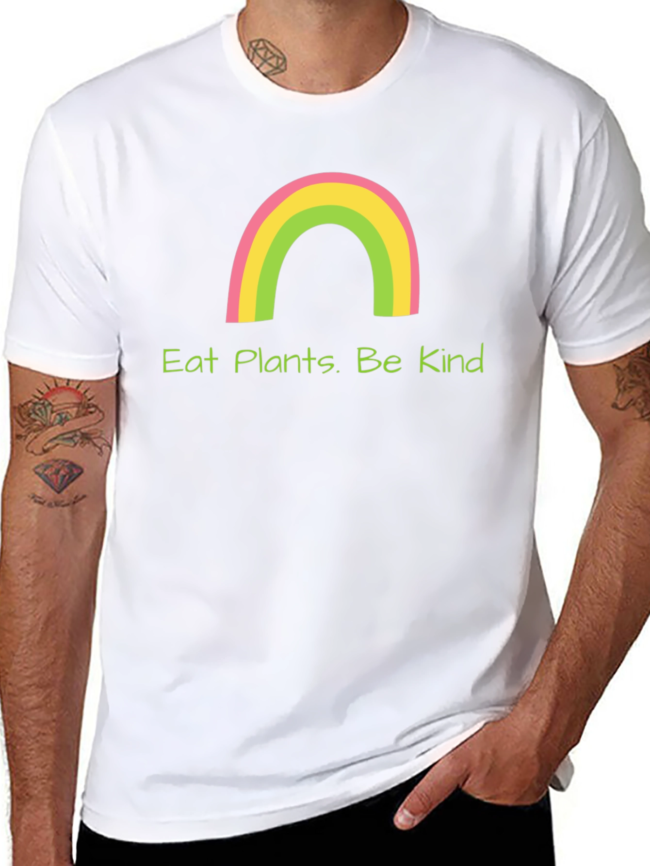 Black Eat Plants. Be Kind T-Shirt view 8