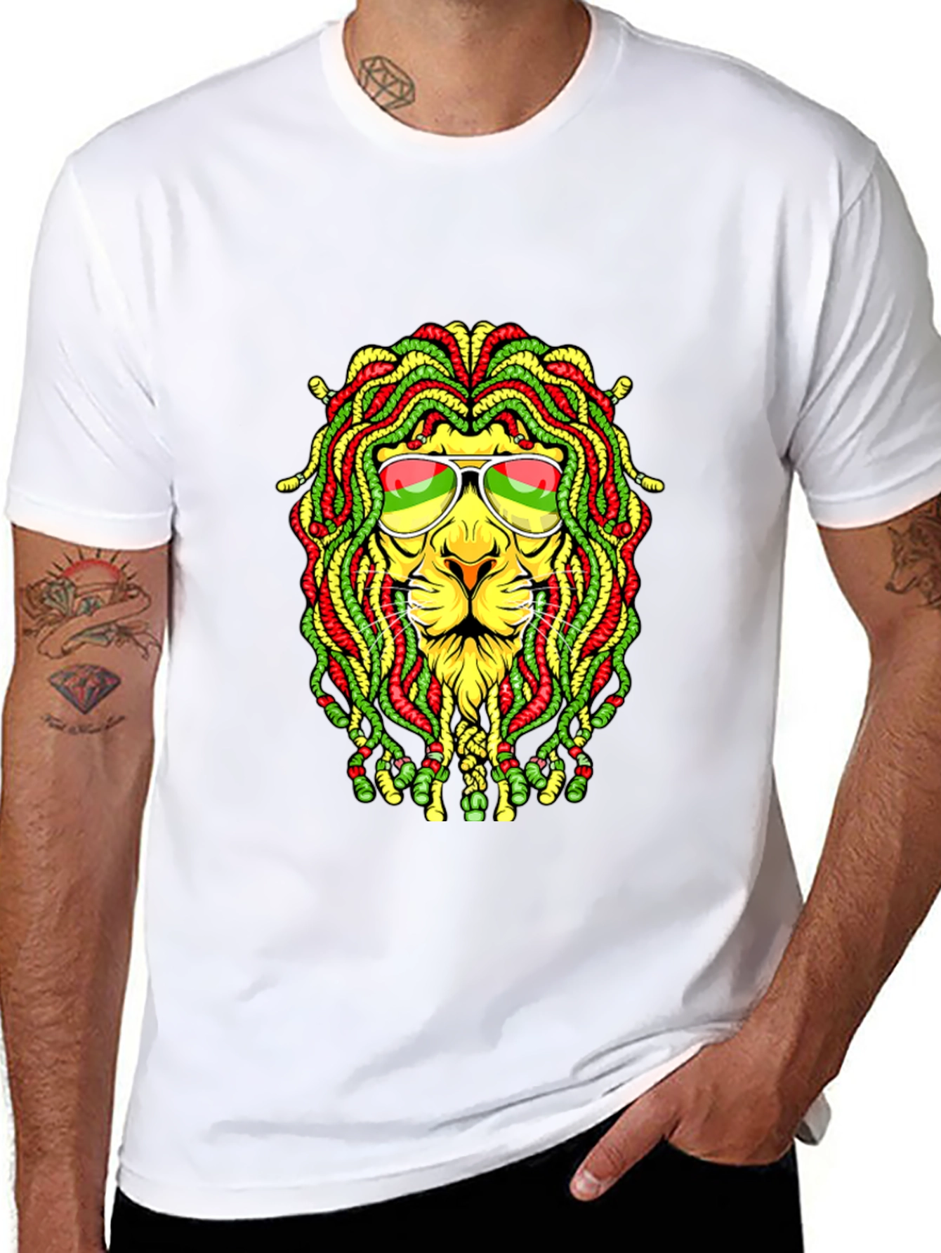Black Rasta Lion Graphic T-Shirt - Reggae Style view 8