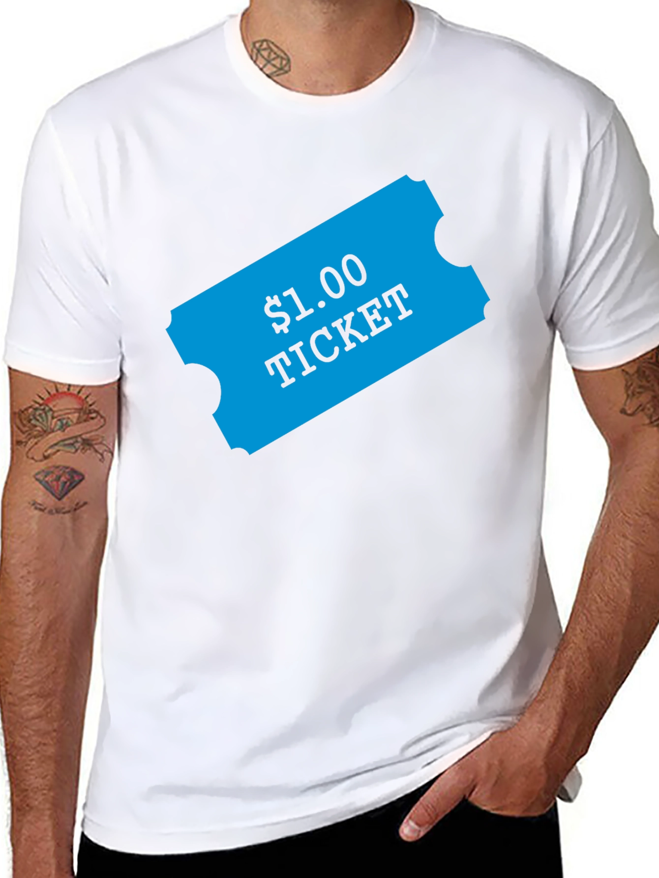 Black Novelty One Dollar Ticket Graphic T-Shirt view 8