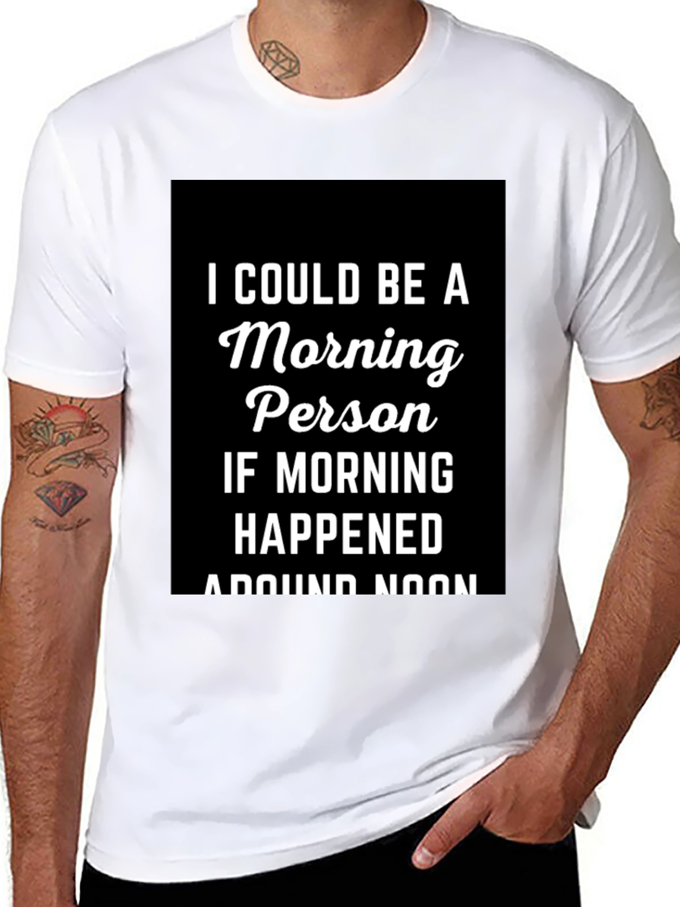 Black Morning Person T-Shirt - Funny Slogan Tee view 8