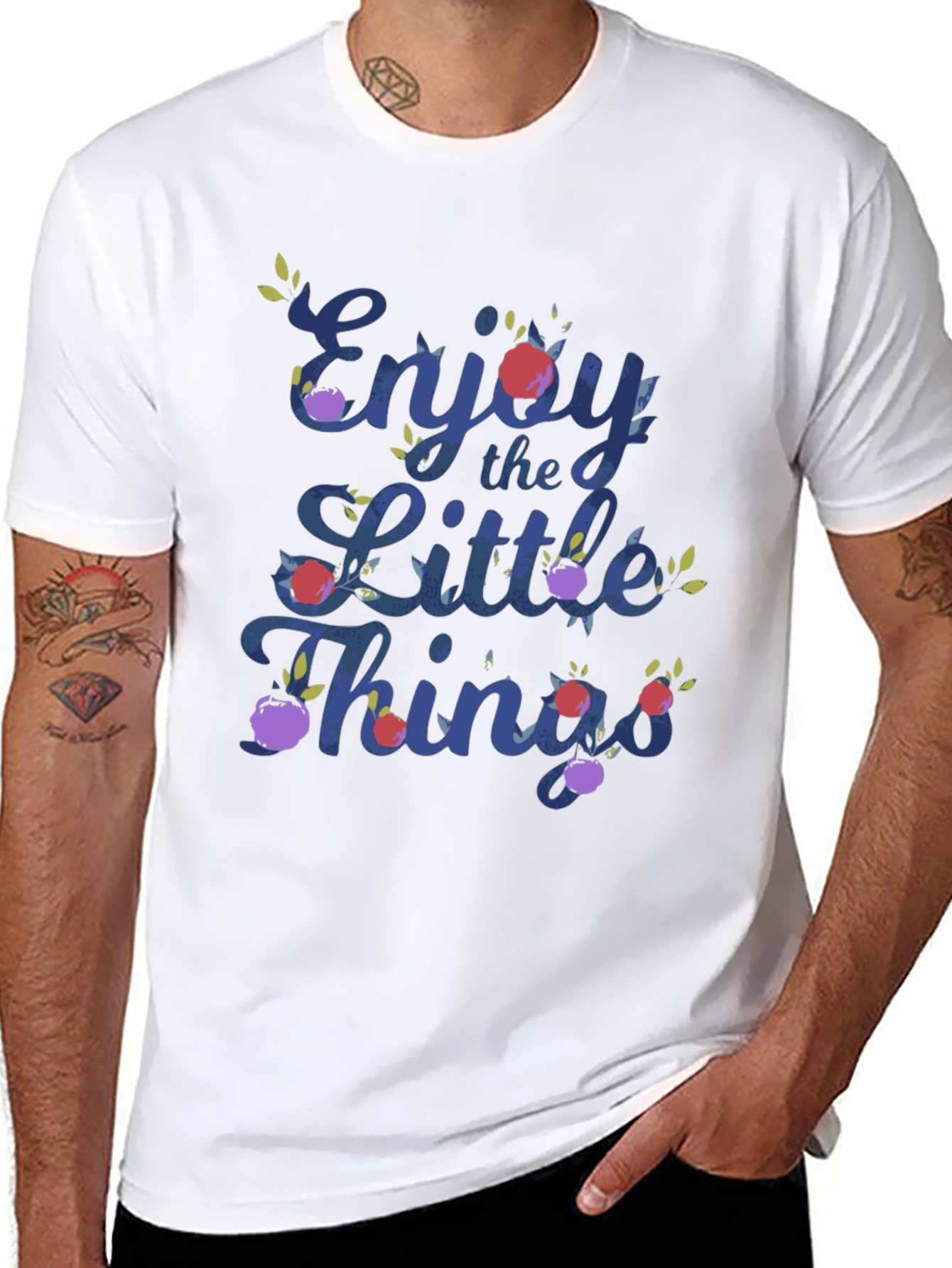 Black Enjoy the Little Things Floral Print T-Shirt view 8