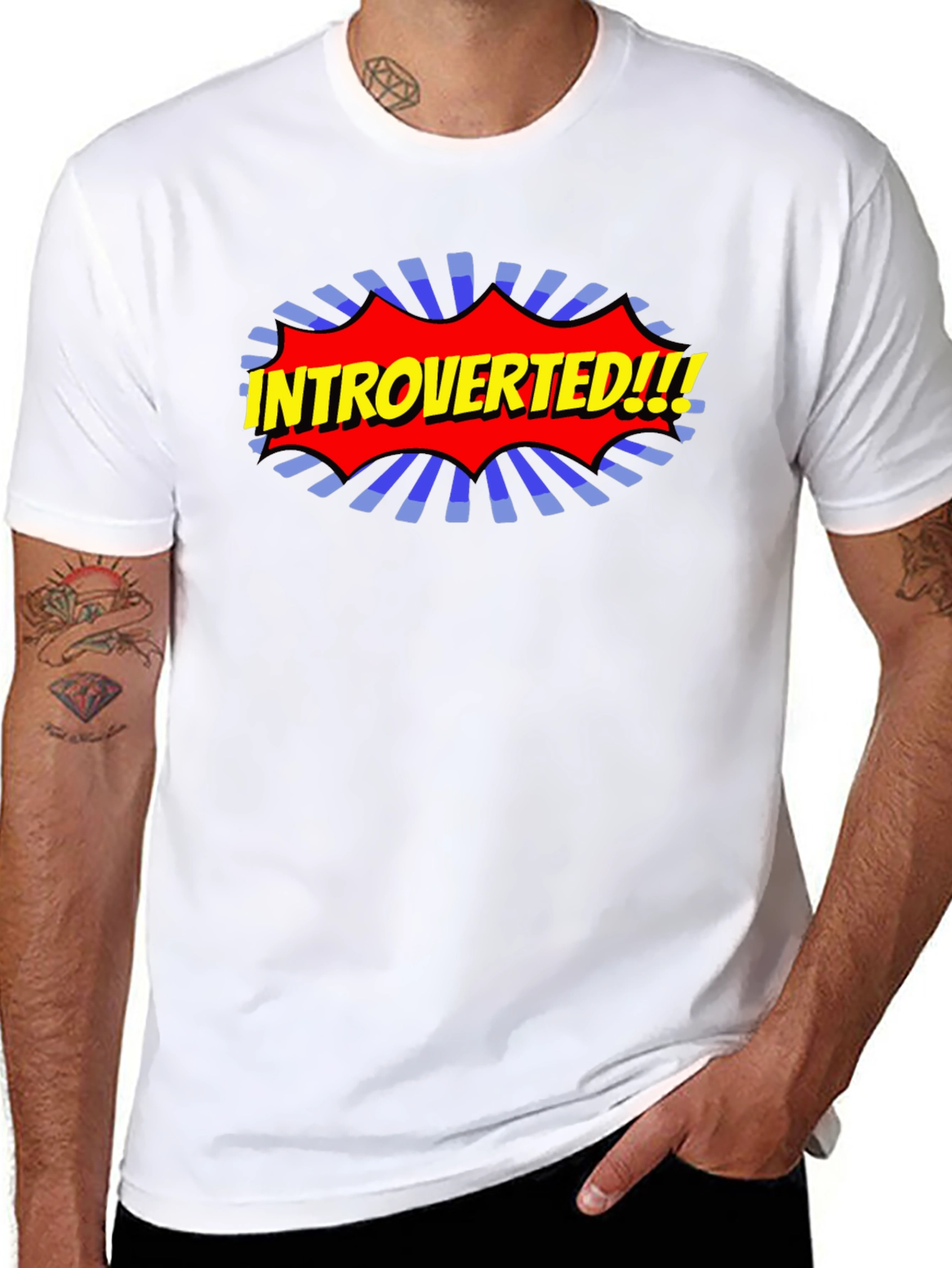 Black Introverted Comic Style T-Shirt view 8