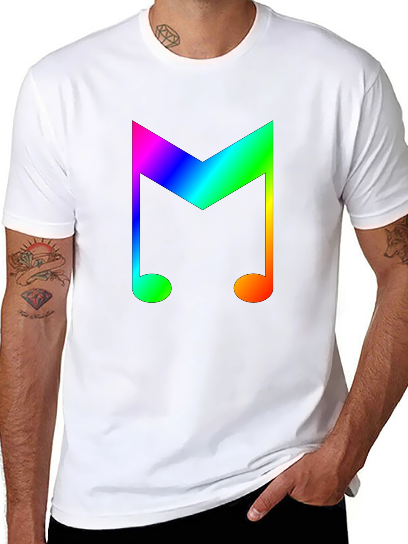 Black Rainbow Music Note Graphic Tee - Stylish Cotton Shirt view 8
